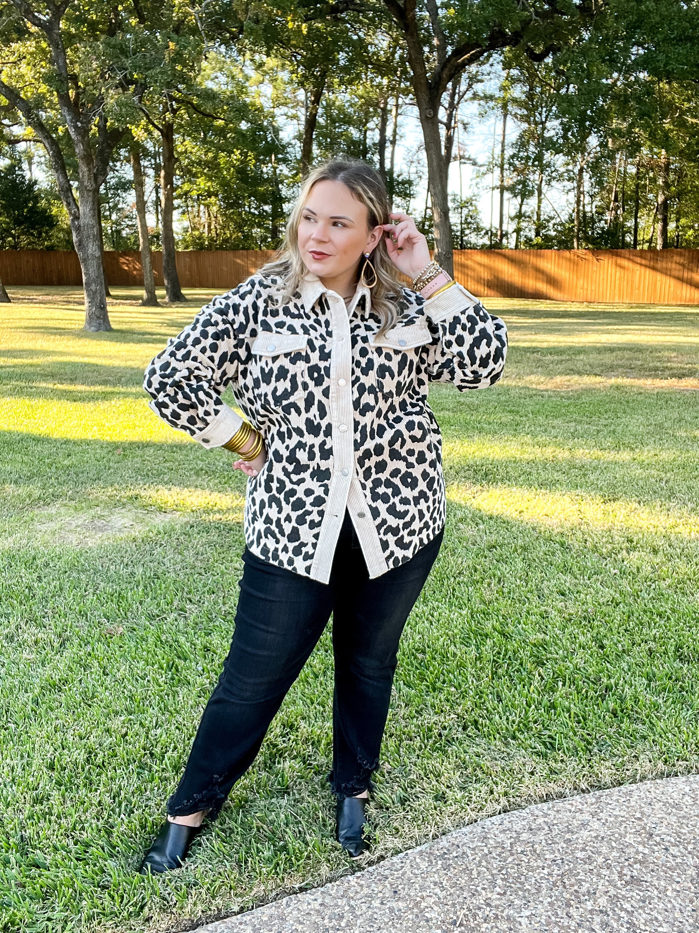 Quick To Cuddle Leopard Print Corduroy Jacket in Beige - Giddy Up Glamour Boutique
