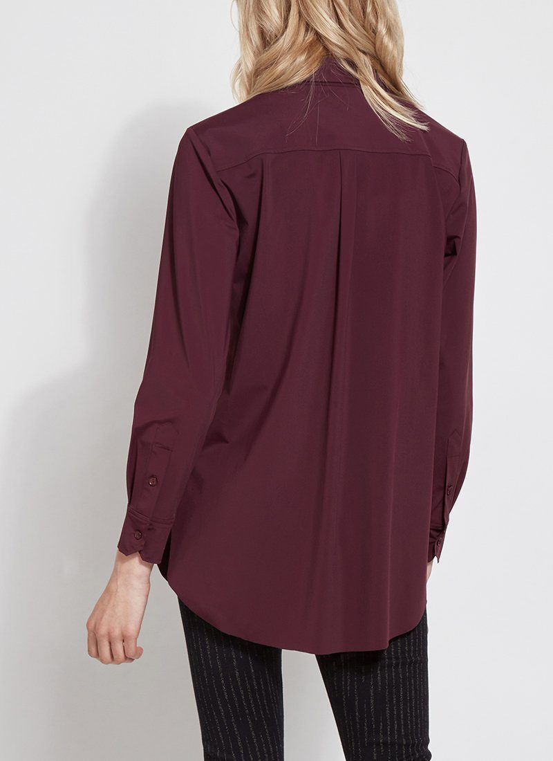 Online Exclusive | Lysse Schiffer Button Down Dress Shirt in Fig (Plum Purple) - Giddy Up Glamour Boutique