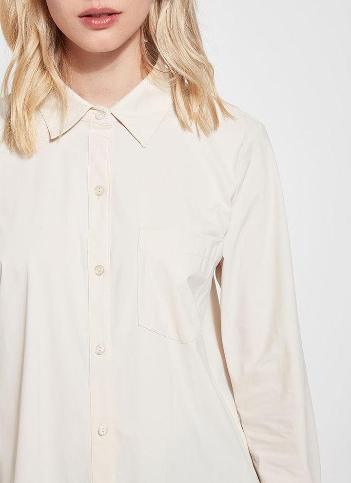 Online Exclusive | Lysse Schiffer Button Down Dress Shirt in Oyster (Ivory) - Giddy Up Glamour Boutique