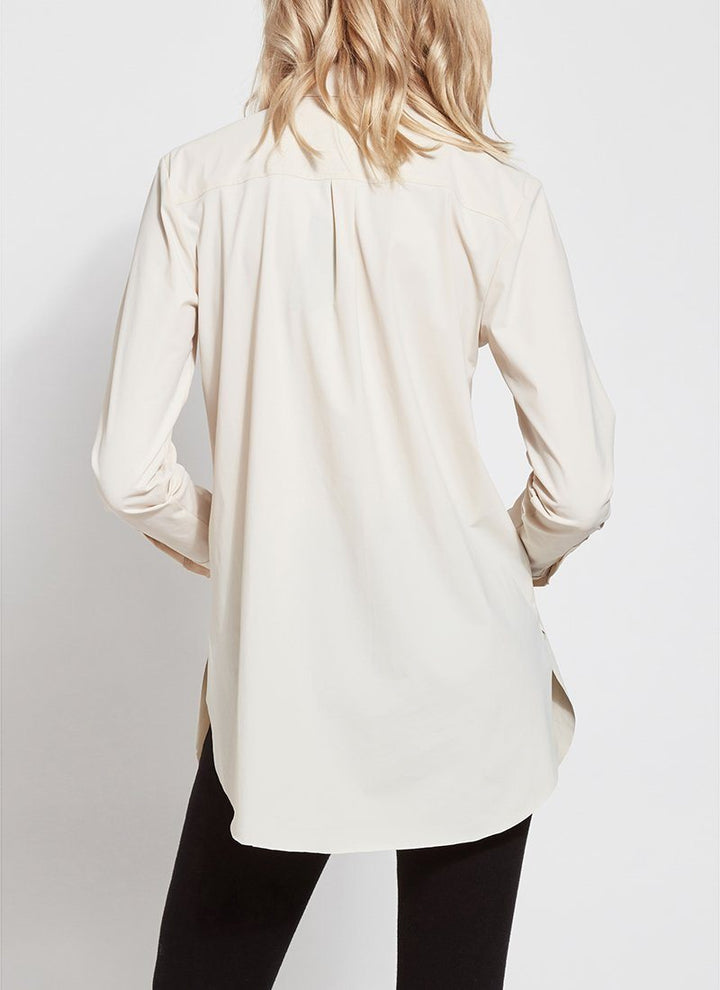 Online Exclusive | Lysse Schiffer Button Down Dress Shirt in Oyster (Ivory) - Giddy Up Glamour Boutique