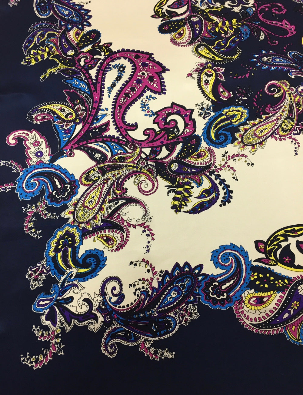 Mini Frenzy Charmeuse Wild Rag in Ivory and Navy - Giddy Up Glamour Boutique