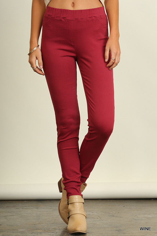 Last Chance Size Small | Nowhere in Mind Jeggings in Maroon - Giddy Up Glamour Boutique