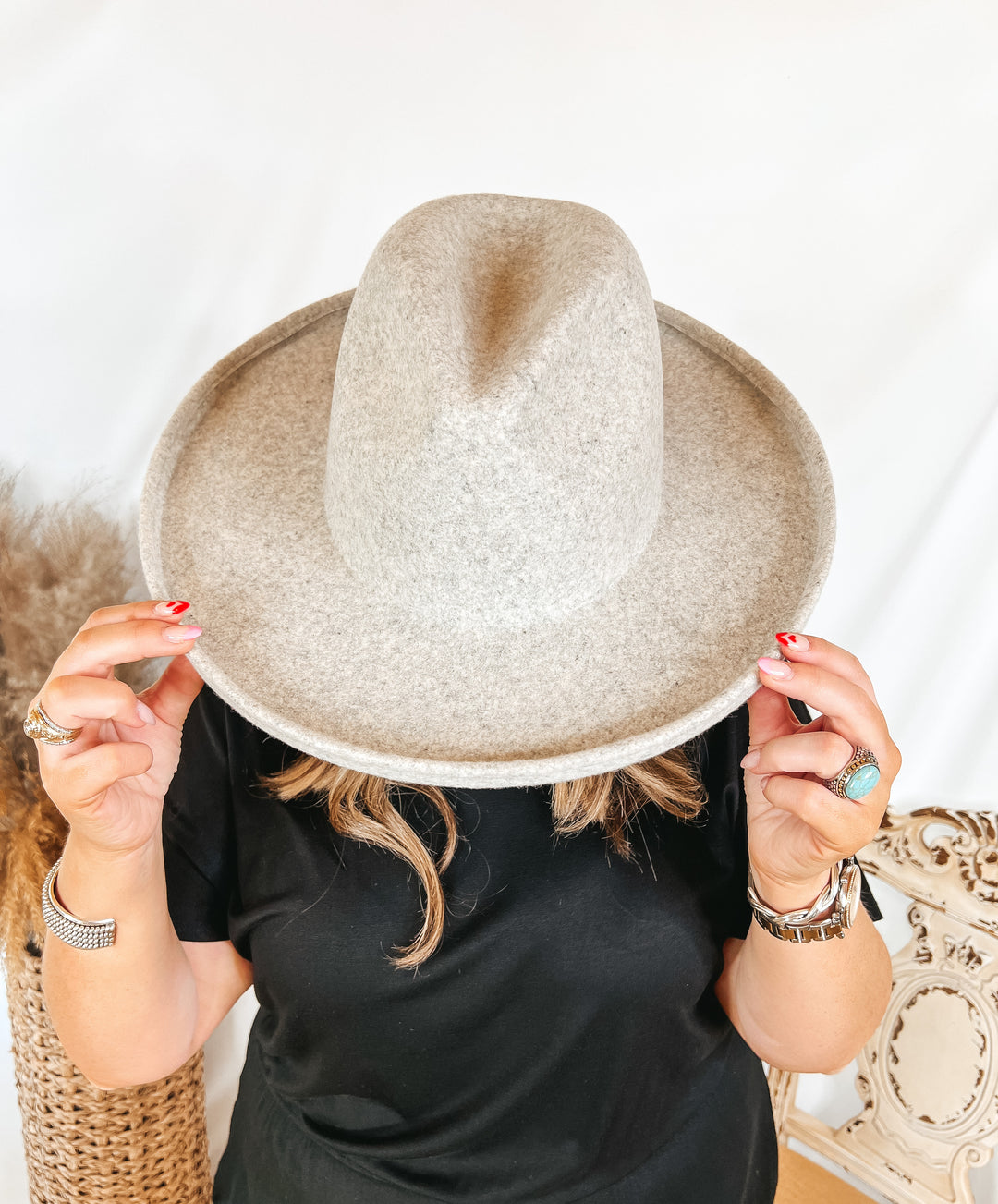 GiGi Pip | Cara Loren Pencil Brim Wool Felt Hat in Heather Grey - Giddy Up Glamour Boutique