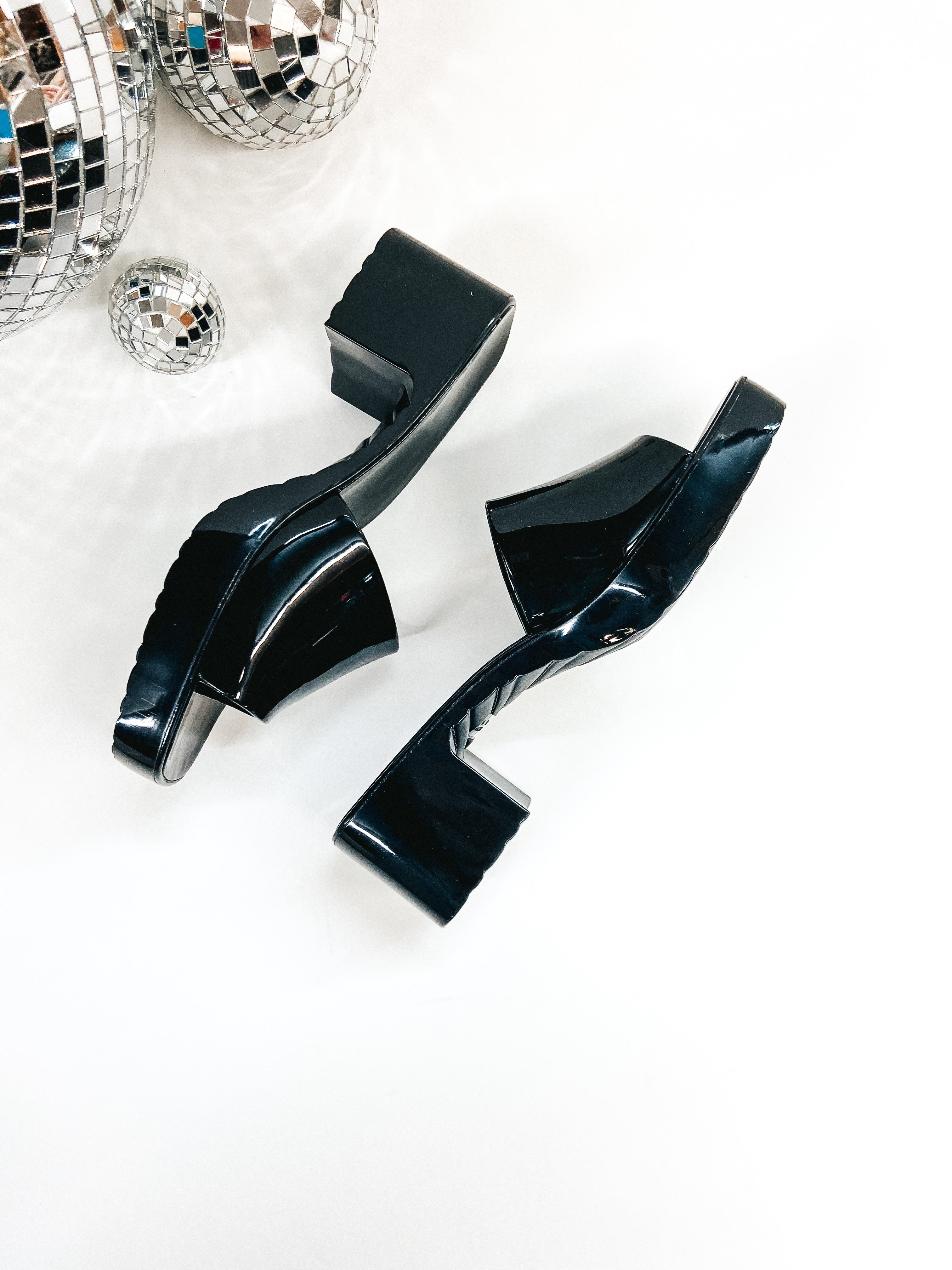 Going Uptown Slide On Jelly Block Heels in Black - Giddy Up Glamour Boutique