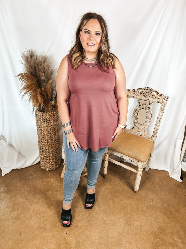 Give Me Joy Solid Knit A-Line Tank Top in Mauve - Giddy Up Glamour Boutique