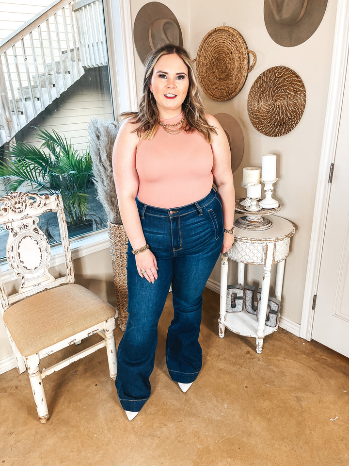 Chill With Me Ribbed Tank Top Body Suit in Blush Pink - Giddy Up Glamour Boutique