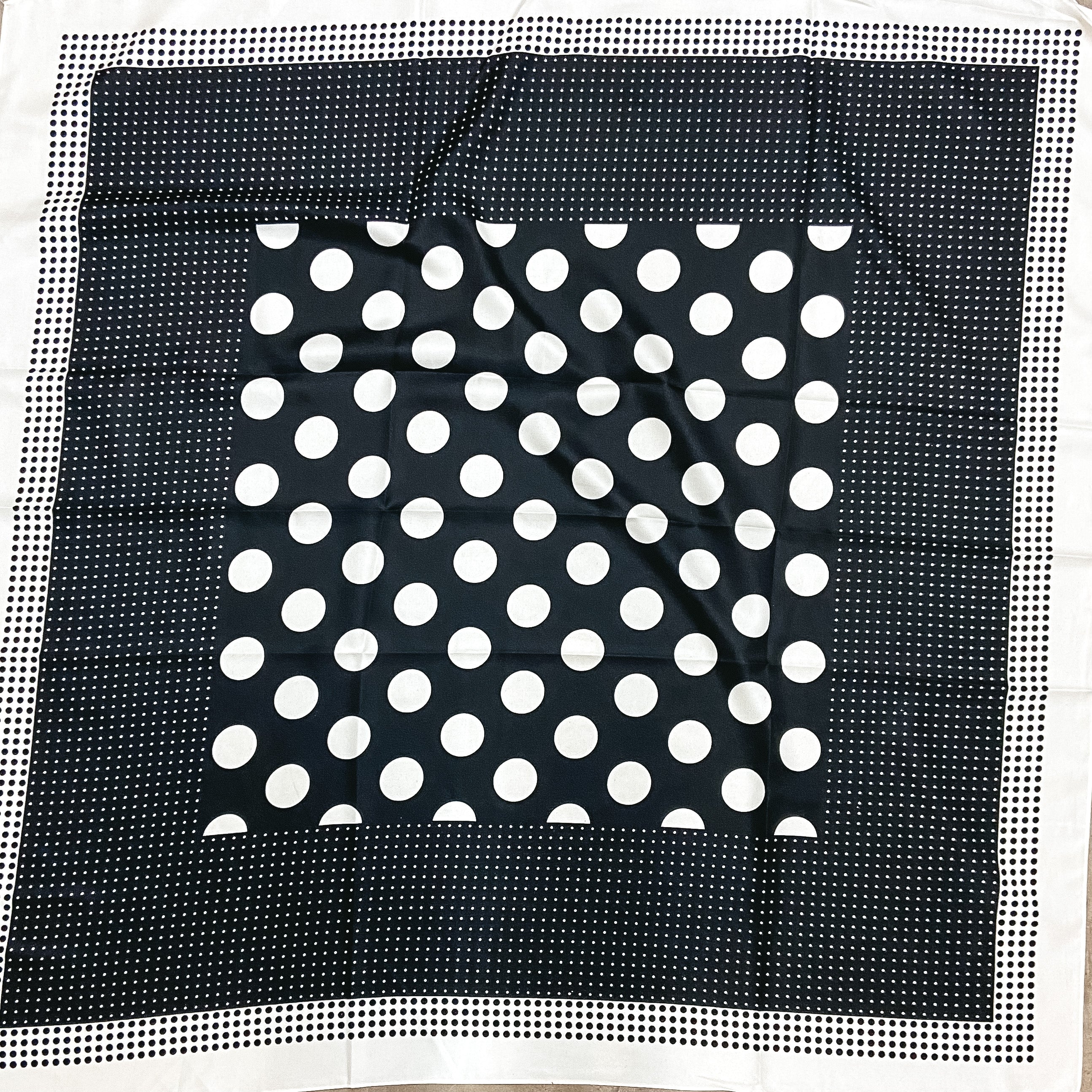 Polka Dot Print Square Scarf in Ivory and Black - Giddy Up Glamour Boutique