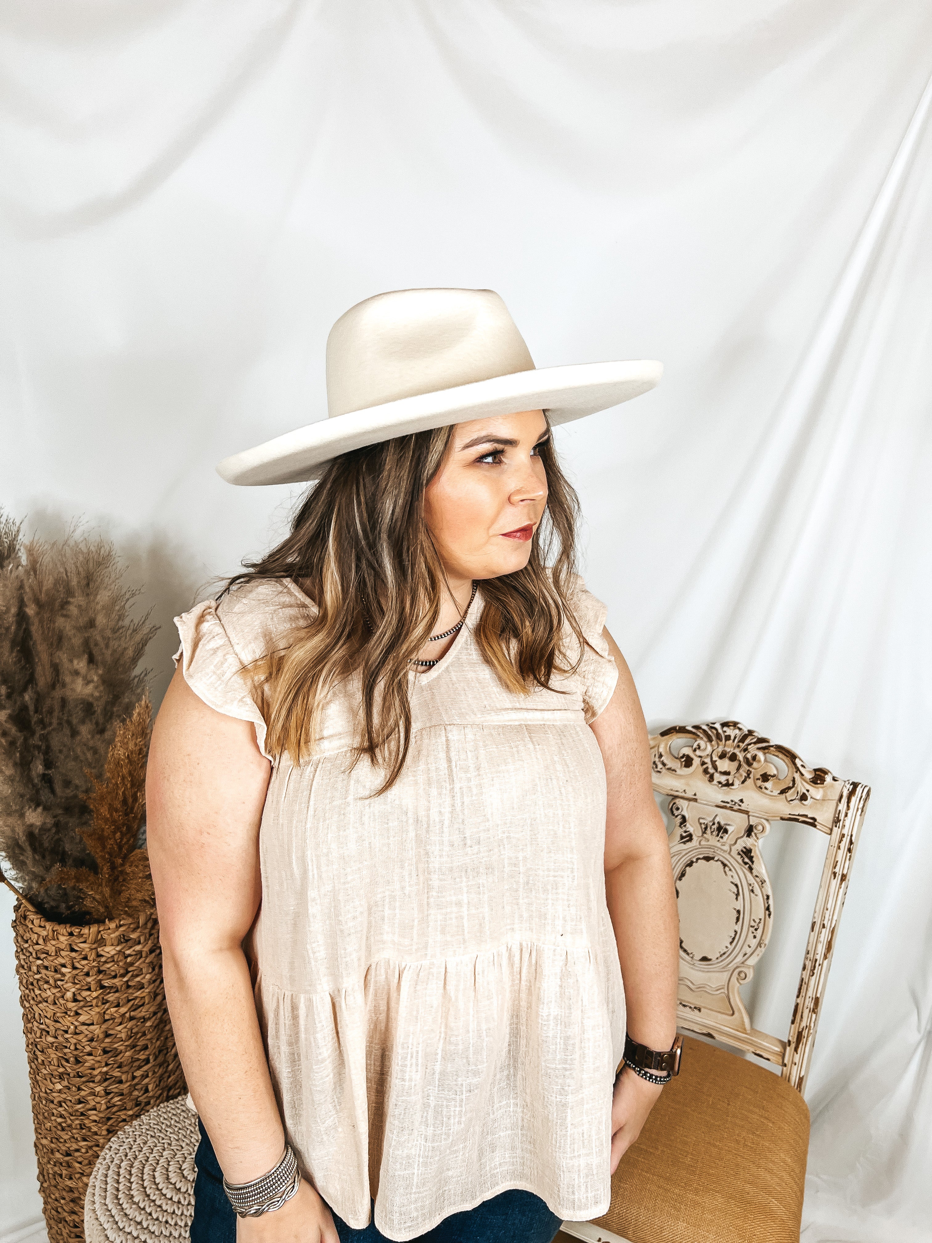 Lack of Color | Melodic Rancher Wool Felt Hat with Flicked Edge in Ivory - Giddy Up Glamour Boutique