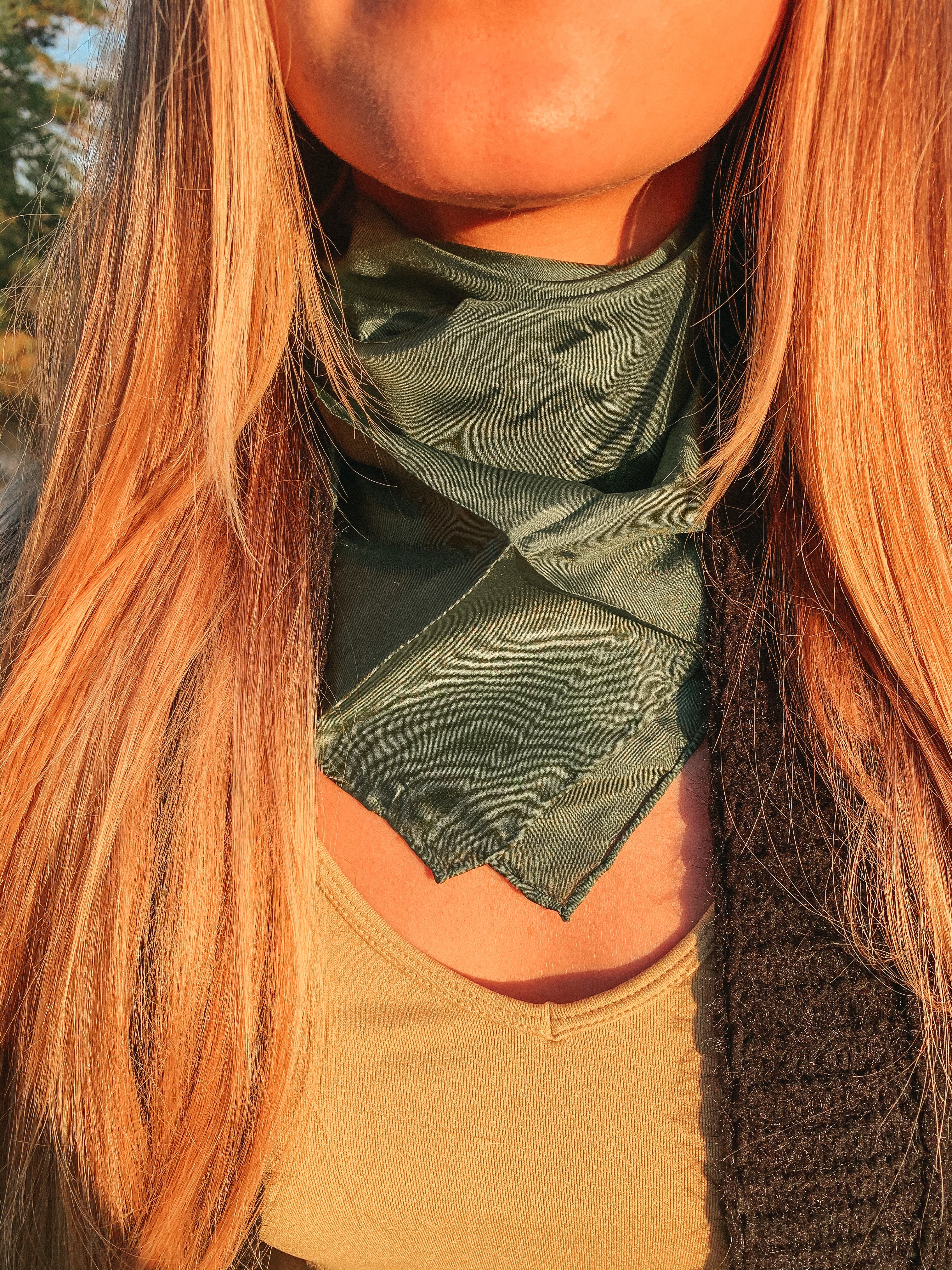 Mini Solid Wild Rag in Olive Green - Giddy Up Glamour Boutique