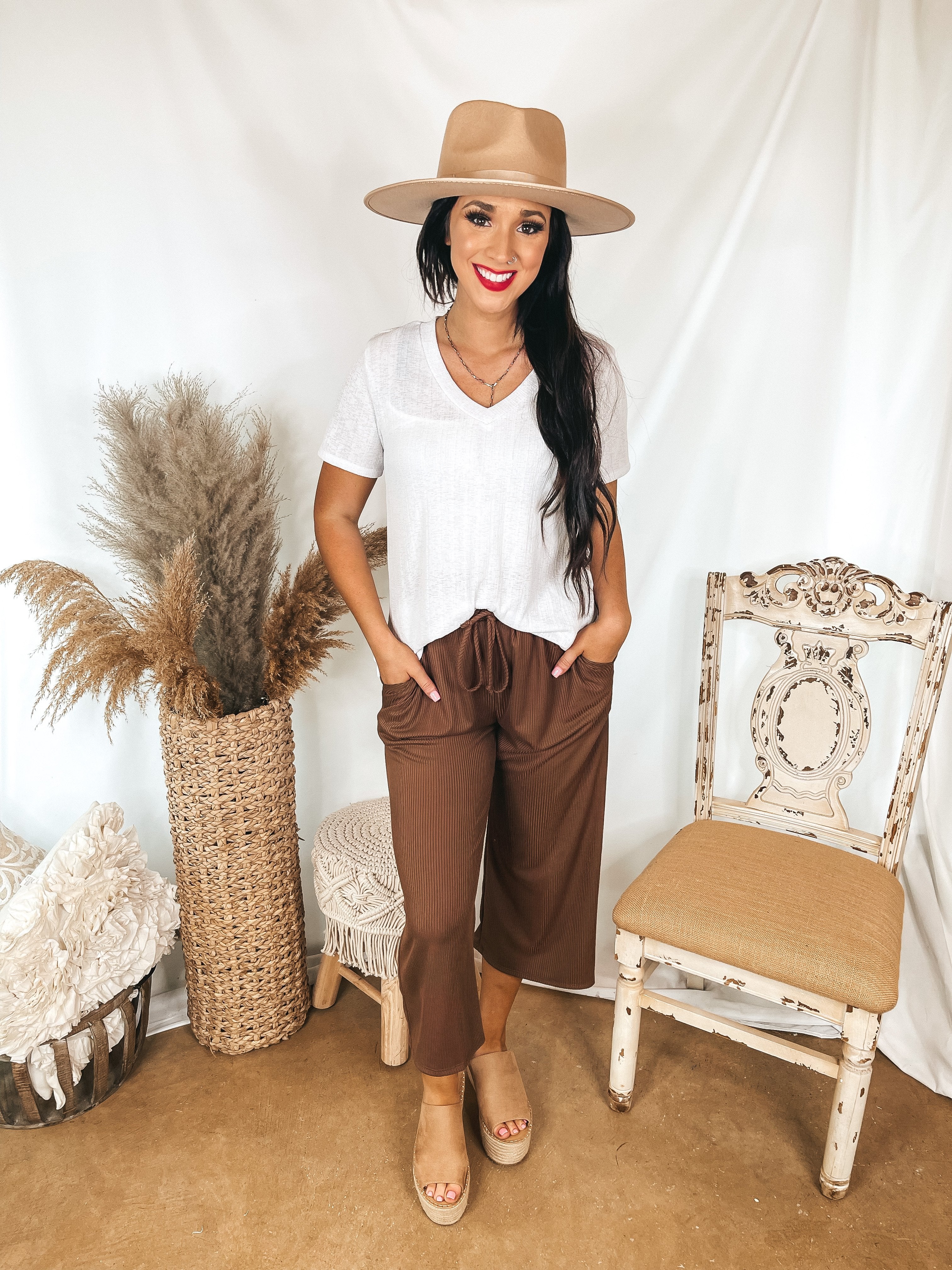 Looking For You Short Sleeve V Neck Top in White - Giddy Up Glamour Boutique