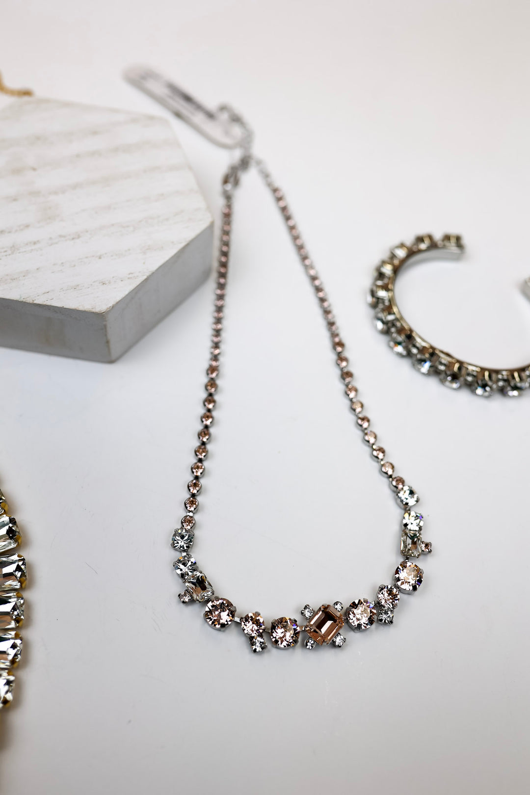 Sorrelli | Tinsley Tennis Necklace in Palladium Silver Tone and Snow Bunny - Giddy Up Glamour Boutique