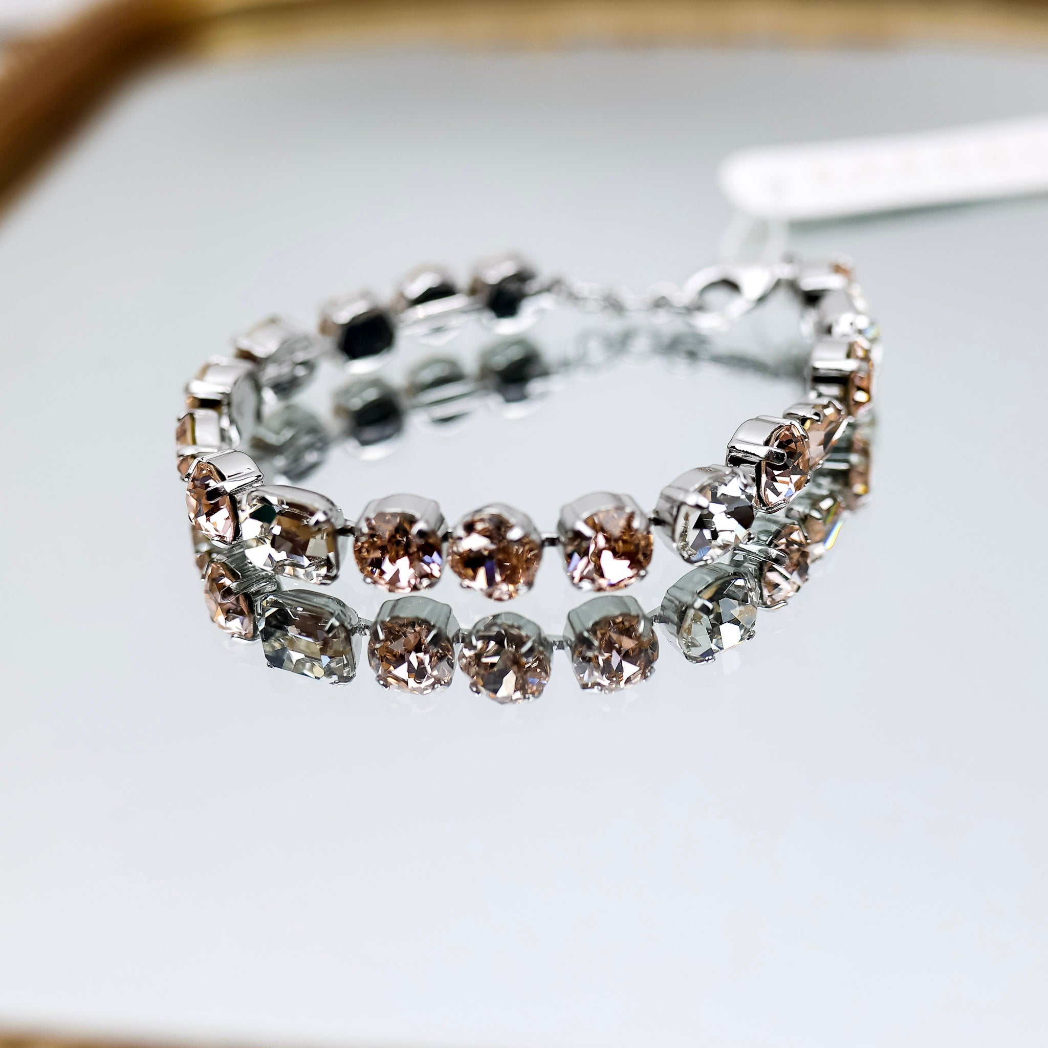 Sorrelli | Clover Tennis Bracelet in Palladium Silver Tone and Snow Bunny - Giddy Up Glamour Boutique
