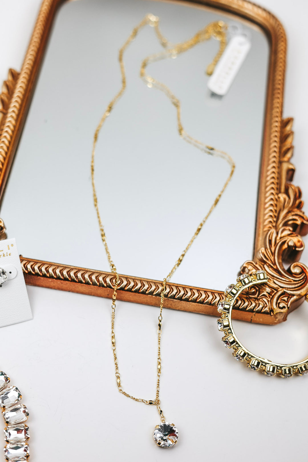 Sorrelli | Nadine Long Pendant Necklace in Bright Gold Tone and Crystal - Giddy Up Glamour Boutique