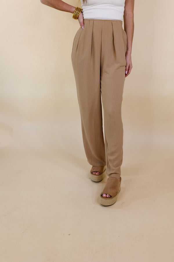 Trading Favors Pleated Detail Pants in Light Tan