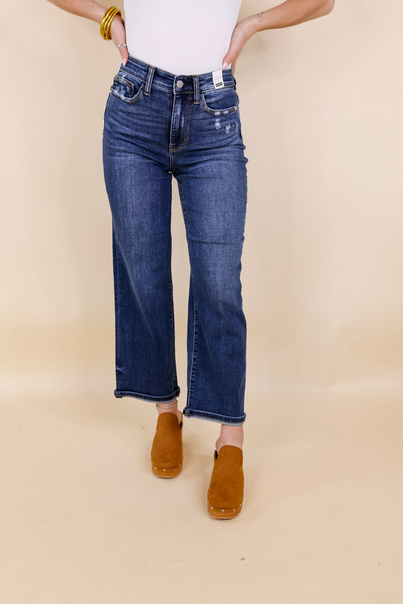 Judy Blue | Pure Peace Wide Leg Jeans in Dark Wash - Giddy Up Glamour Boutique