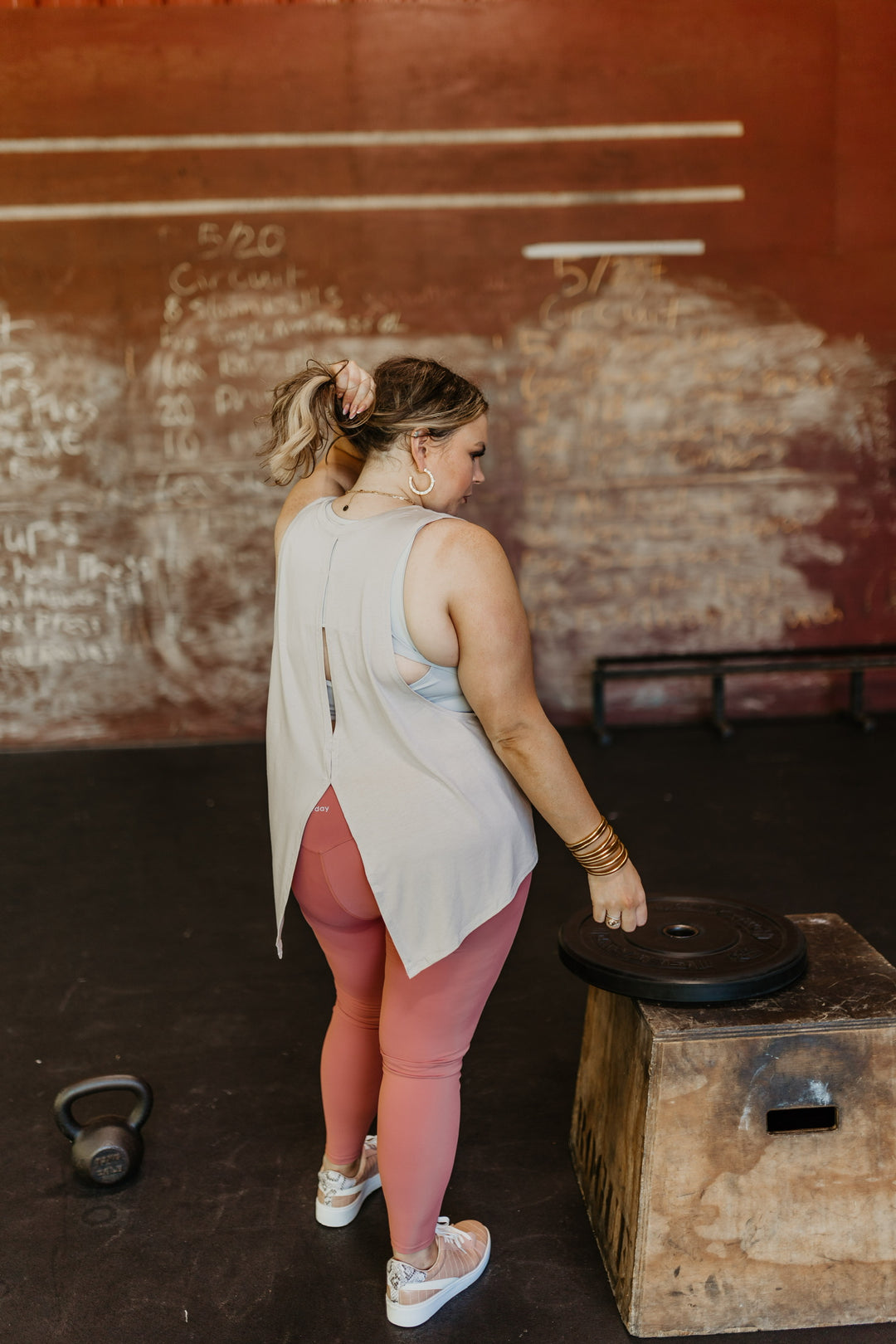 Here To Hiit Open Back Tank Top in Light Grey - Giddy Up Glamour Boutique