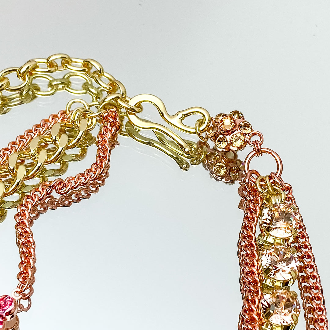 Sorrelli | Mixed Metal and Crystal Layered Necklace in First Kiss - Giddy Up Glamour Boutique
