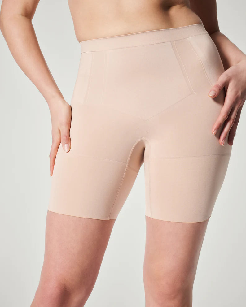 SPANX | OnCore Mid-Thigh Shorts in Soft Nude - Giddy Up Glamour Boutique