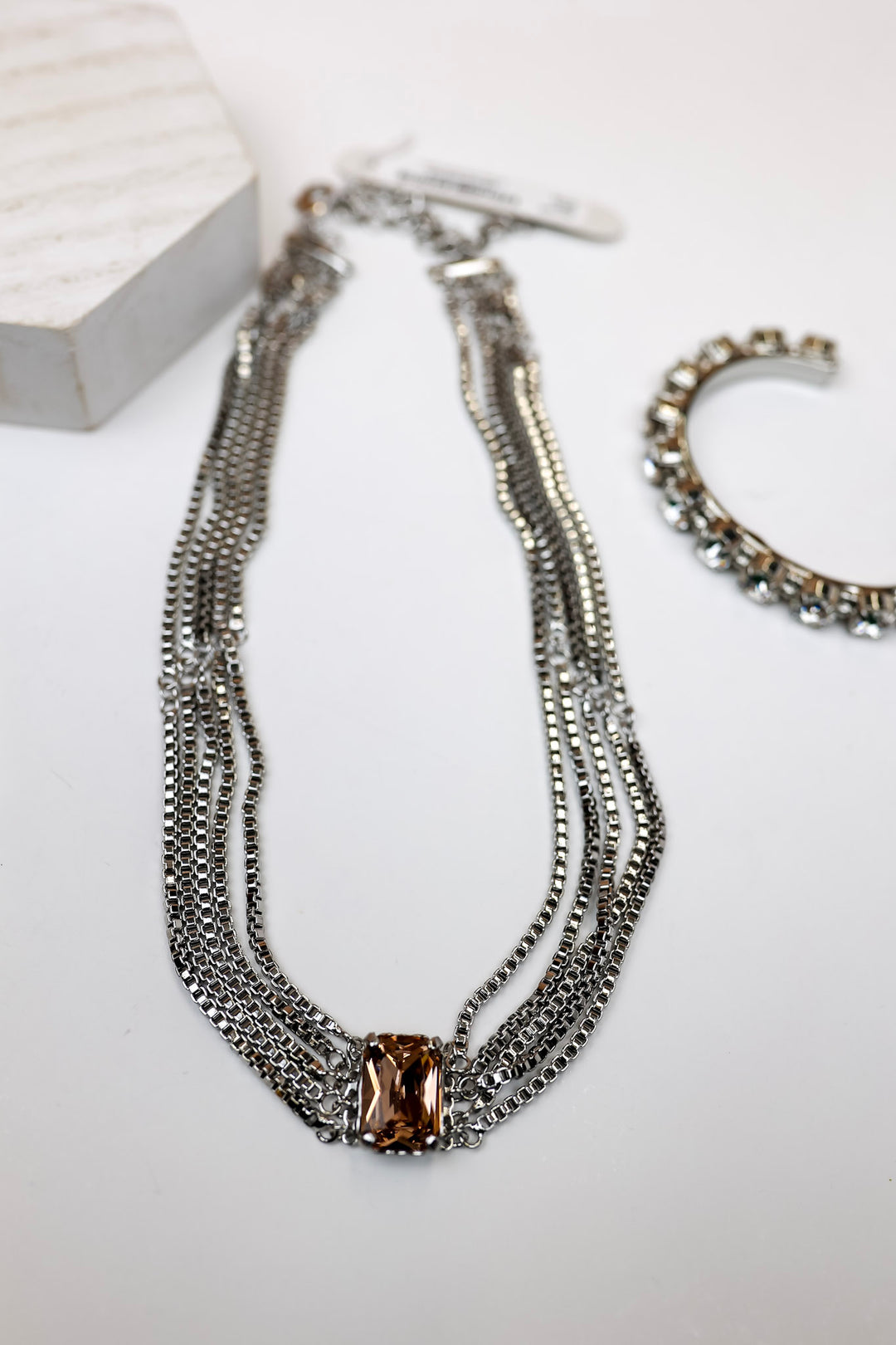 Sorrelli | Brynn Statement Necklace in Palladium Silver Tone and Snow Bunny - Giddy Up Glamour Boutique