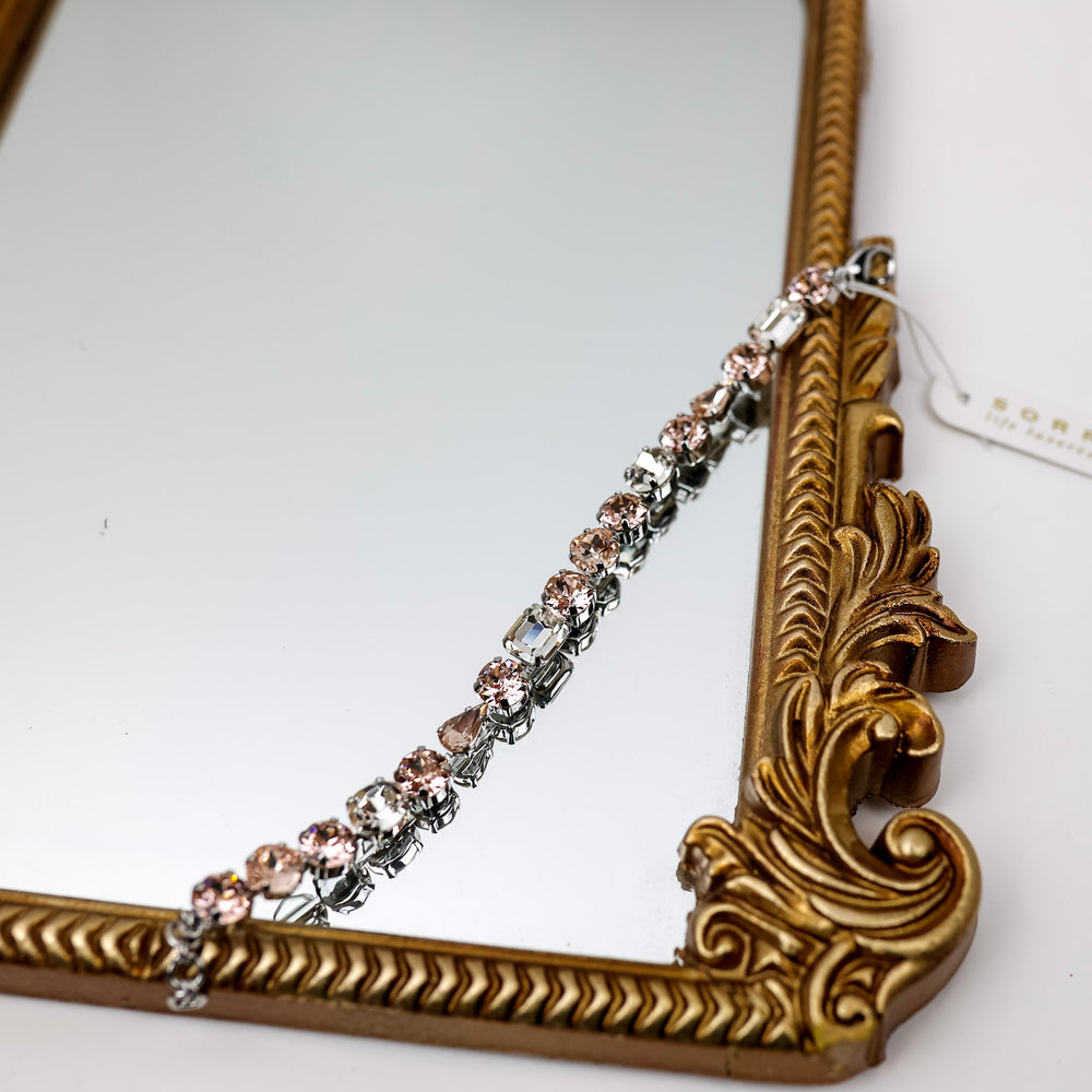 Sorrelli | Clover Tennis Bracelet in Palladium Silver Tone and Snow Bunny - Giddy Up Glamour Boutique