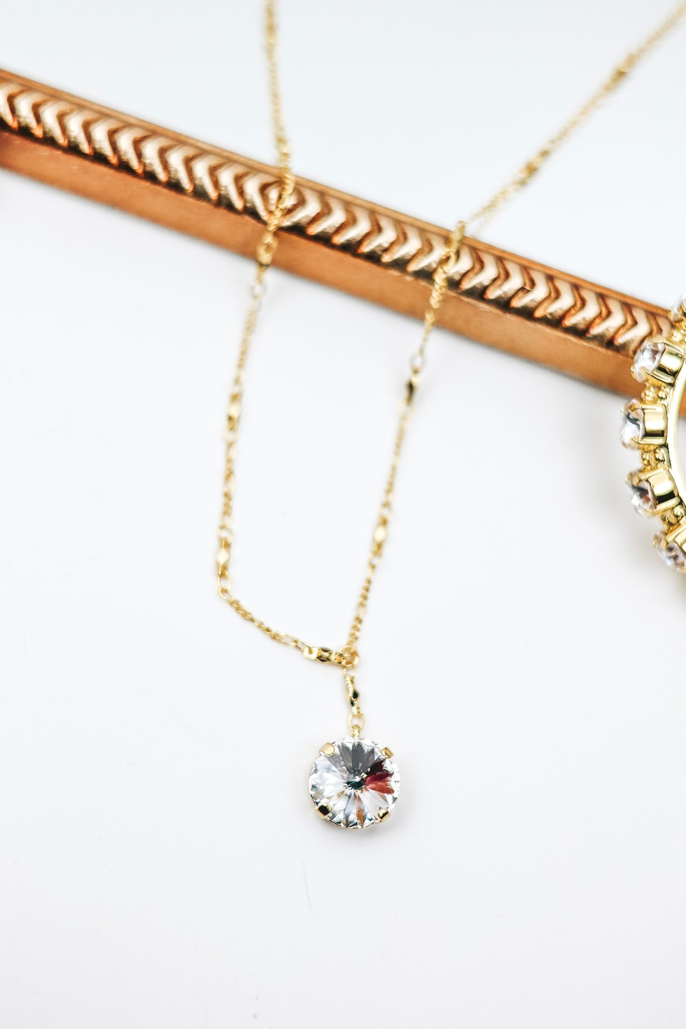 Sorrelli | Nadine Long Pendant Necklace in Bright Gold Tone and Crystal - Giddy Up Glamour Boutique