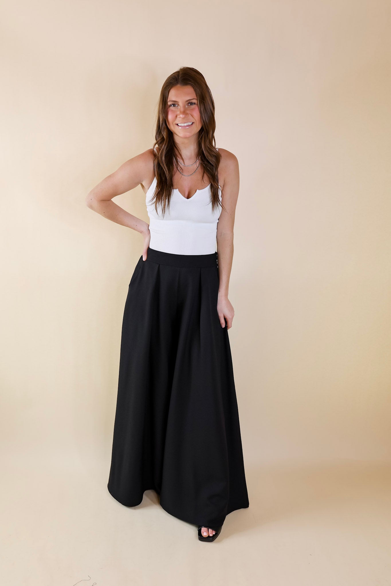 Urban Wonders Wide Leg Pants in Black - Giddy Up Glamour Boutique