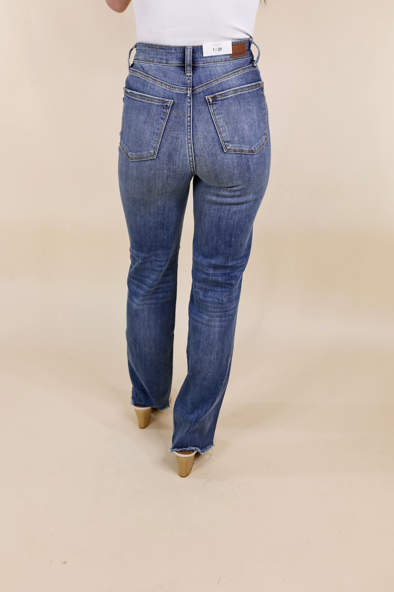 Judy Blue | Sure And Steady Criss-Cross Waistband Dad Jeans in Medium Wash - Giddy Up Glamour Boutique