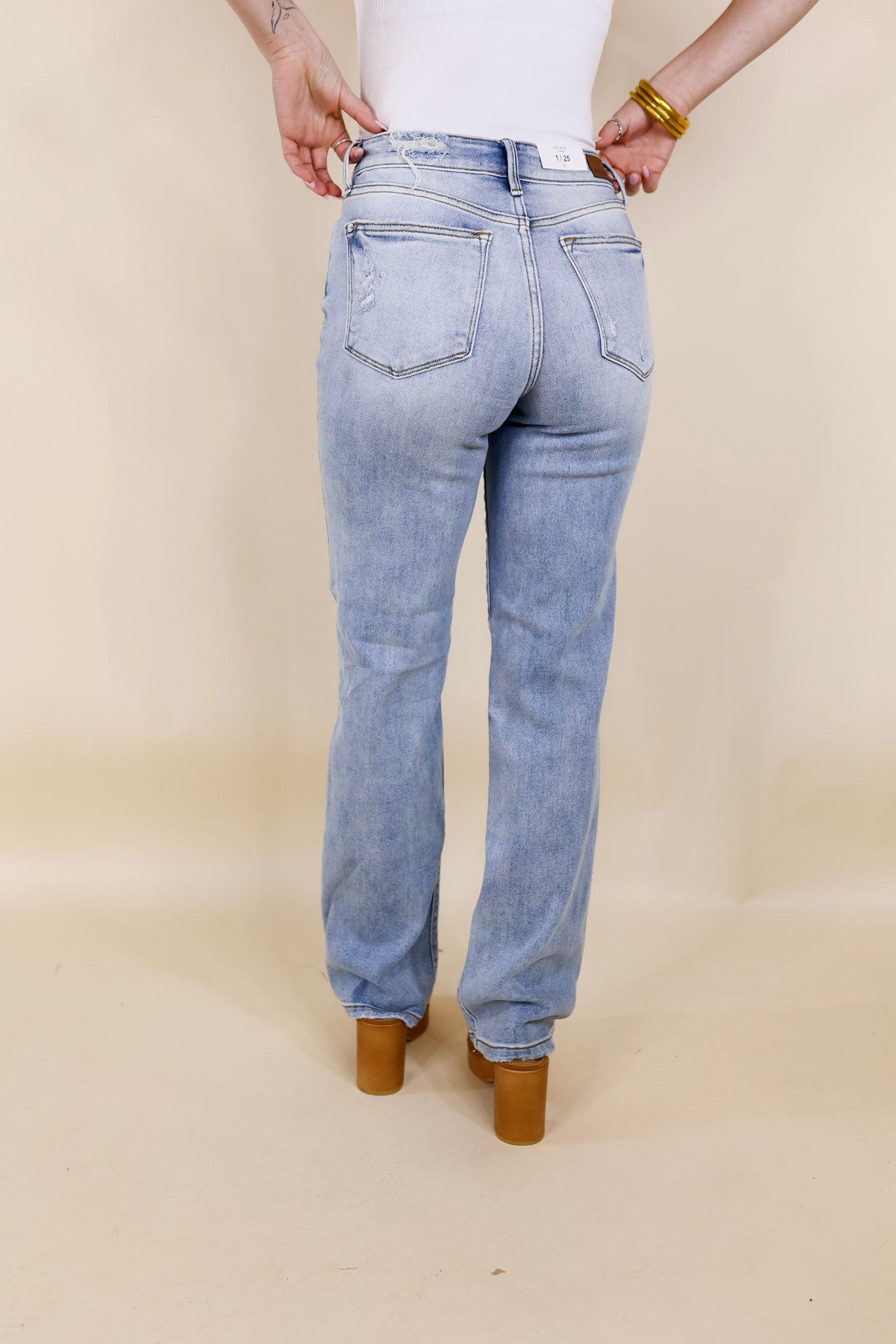 Judy Blue | Invitation Only Destroy Knee Dad Jeans in Light Wash - Giddy Up Glamour Boutique
