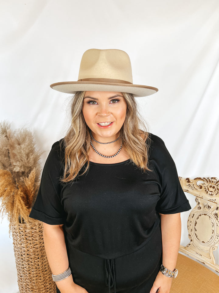 GiGi Pip | Monroe Wool Felt Rancher Hat with Ribbon Band in Off White - Giddy Up Glamour Boutique