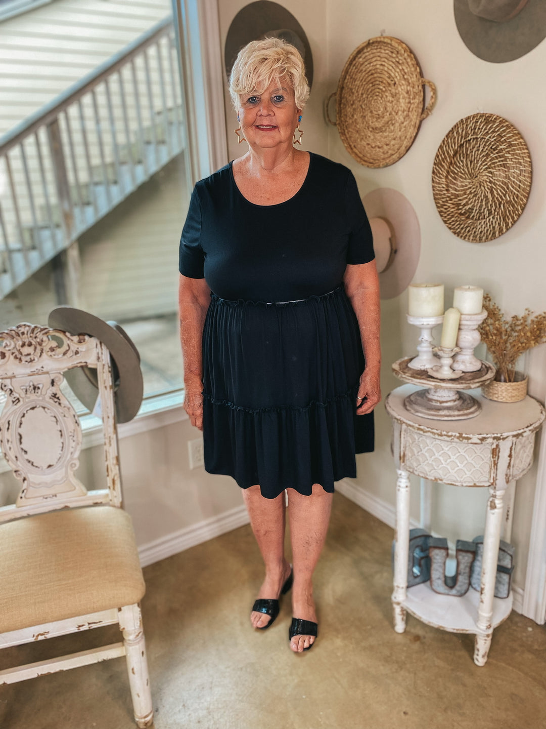 A Night to Remember Ruffle Tiered Short Sleeve Dress in Black - Giddy Up Glamour Boutique