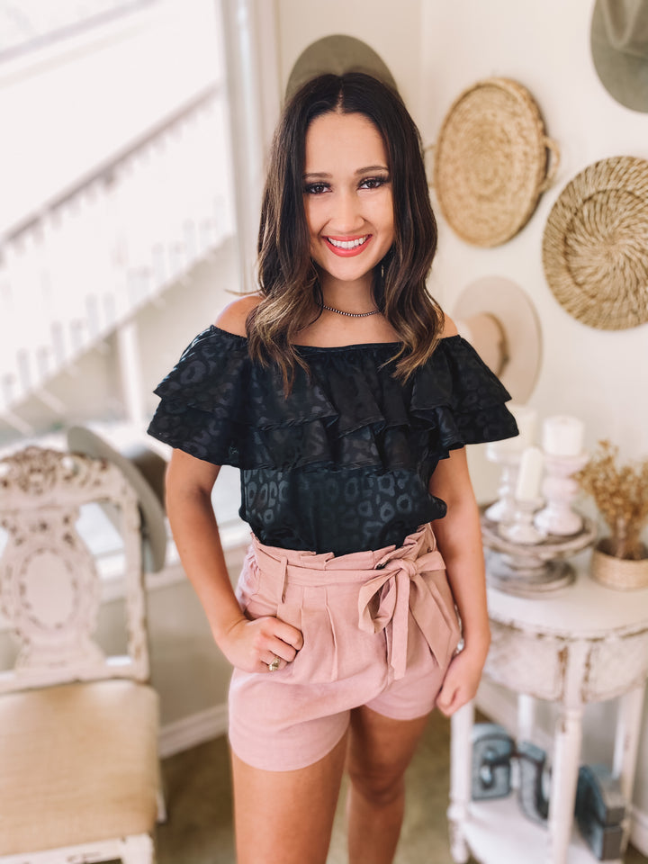 Tied Up in This Pleated Linen Shorts with Tie Belt in Mauve - Giddy Up Glamour Boutique