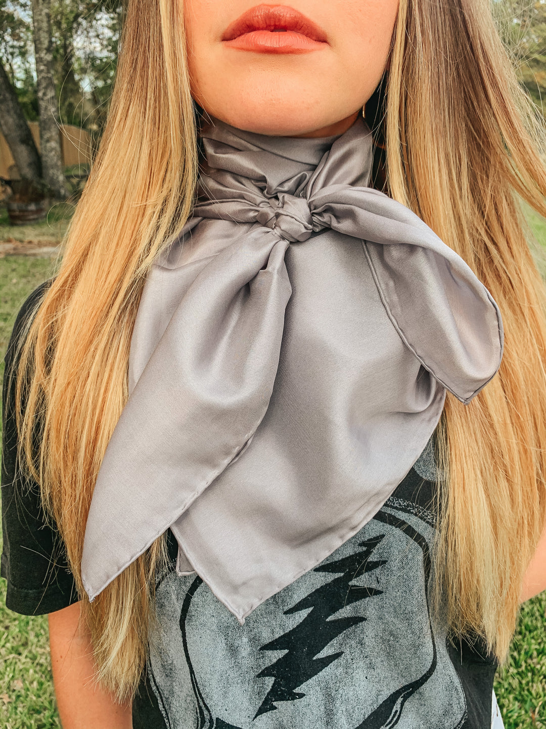 Solid Wild Rag in Silver - Giddy Up Glamour Boutique