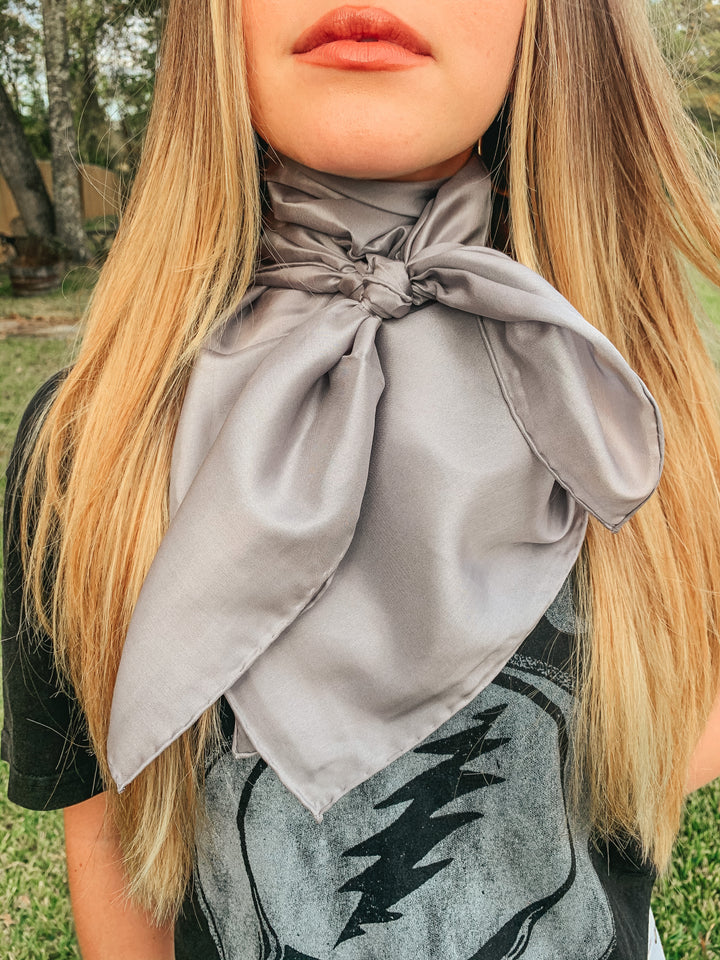 Solid Wild Rag in Silver - Giddy Up Glamour Boutique