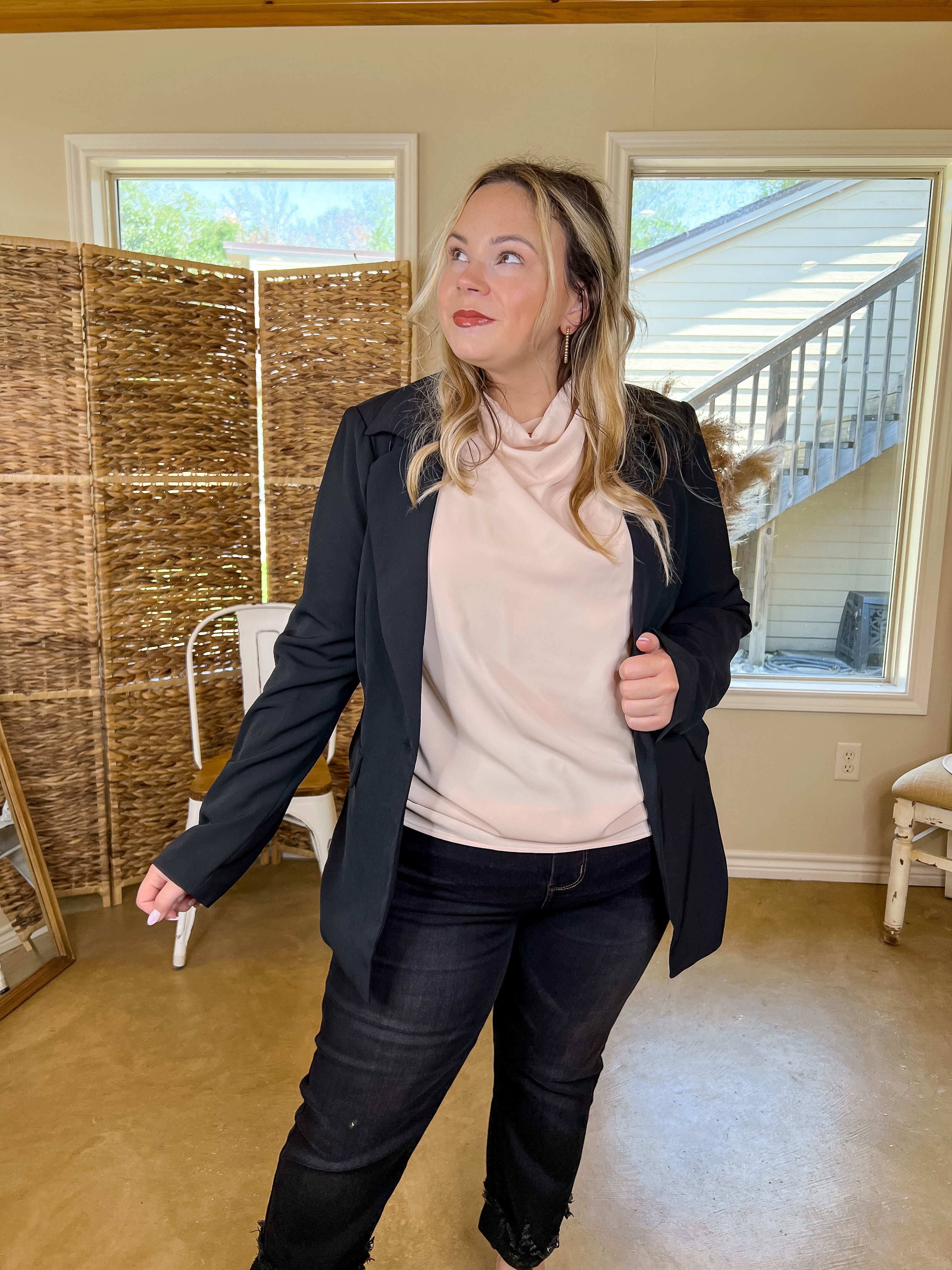 Winning Awards Long Sleeve Blazer in Black - Giddy Up Glamour Boutique
