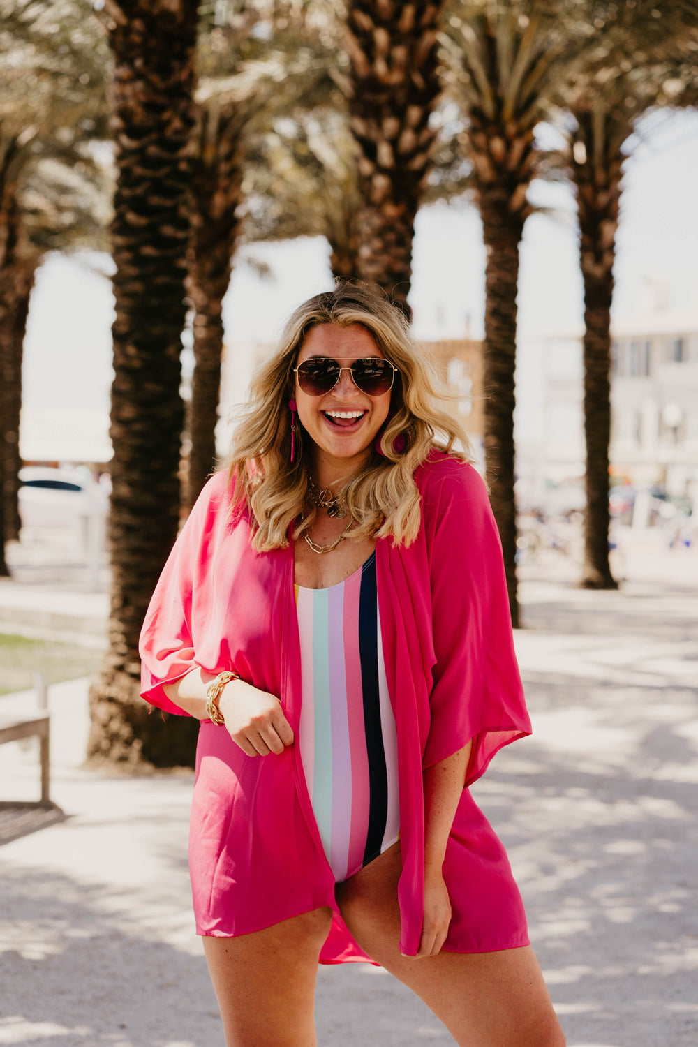 Paradise Pier Striped One Piece Swimsuit with Open Back in Multicolor - Giddy Up Glamour Boutique