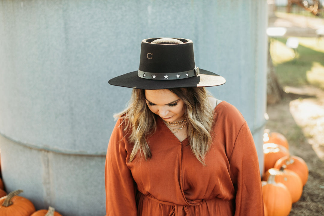 Charlie 1 Horse | Cosmic Cowgirl Wool Felt Hat in Black - Giddy Up Glamour Boutique