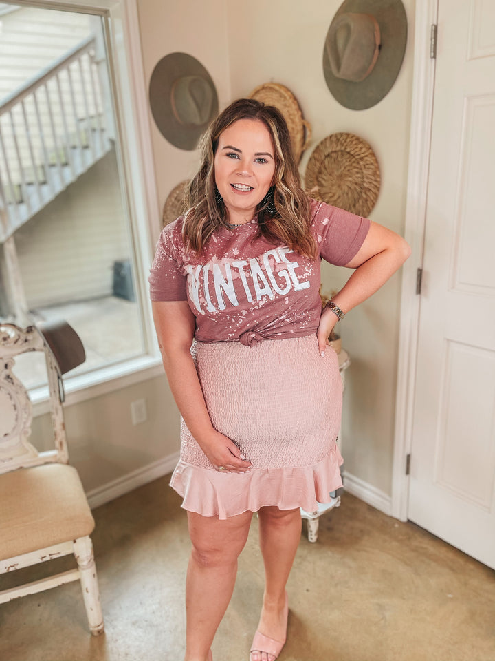 Spring Romance Smocked Skirt with Ruffle Trim in Blush Pink - Giddy Up Glamour Boutique