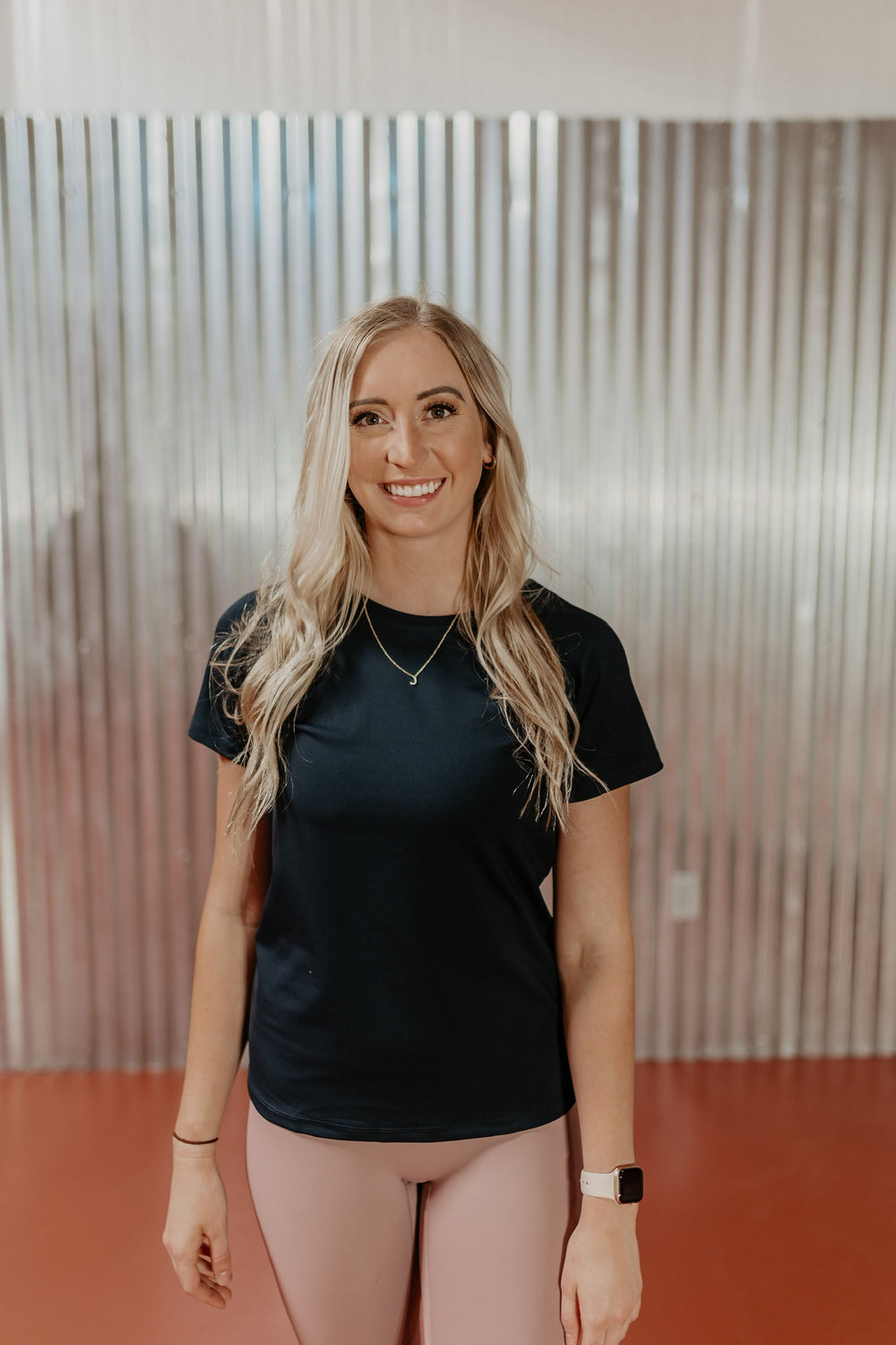 Breaking Records Fitted Short Sleeve Active Top in Black - Giddy Up Glamour Boutique