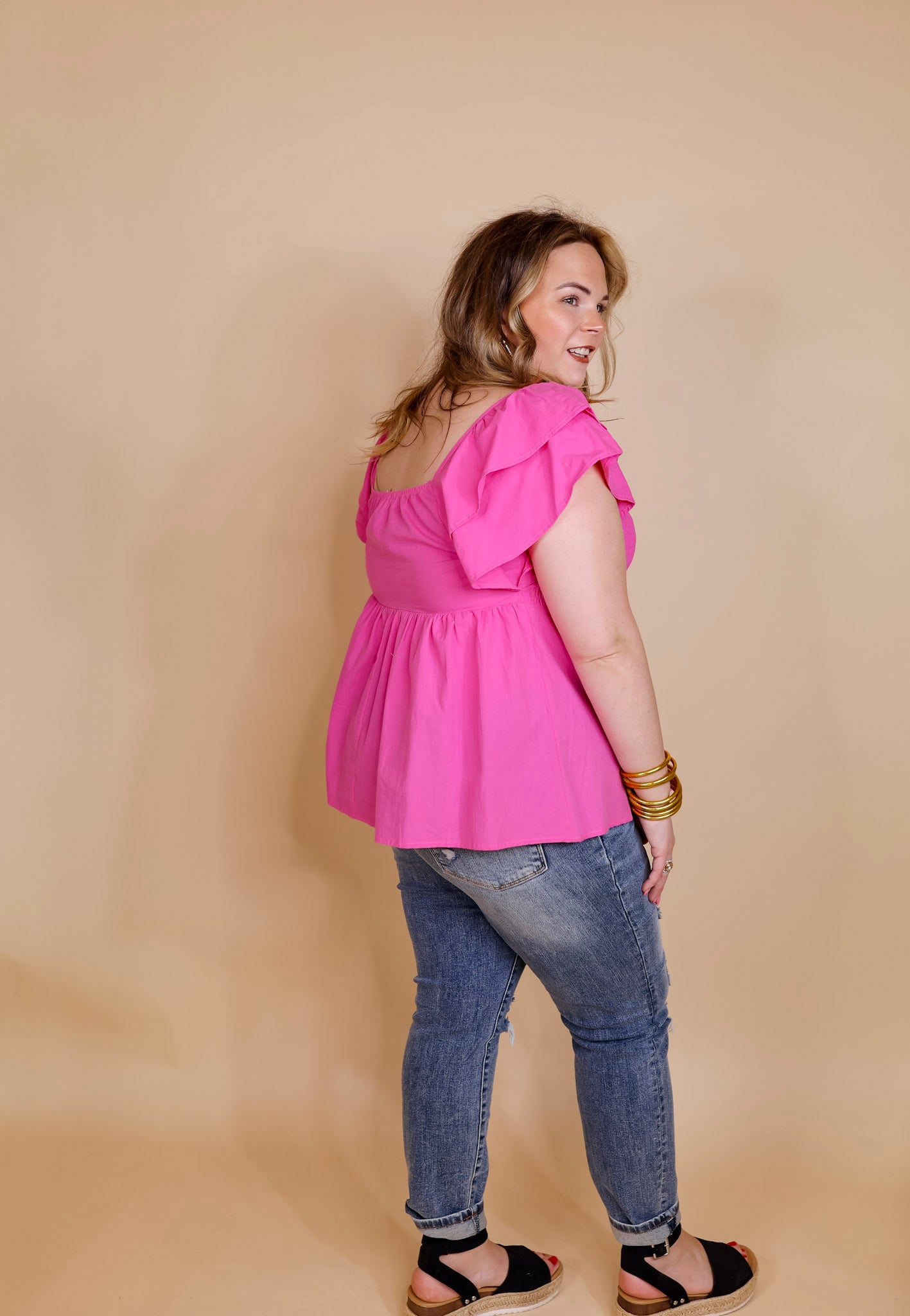 Celebrate Good Times Smocked Babydoll Top in Pink - Giddy Up Glamour Boutique