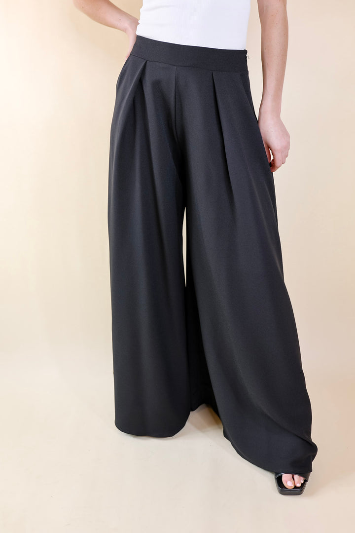 Urban Wonders Wide Leg Pants in Black - Giddy Up Glamour Boutique