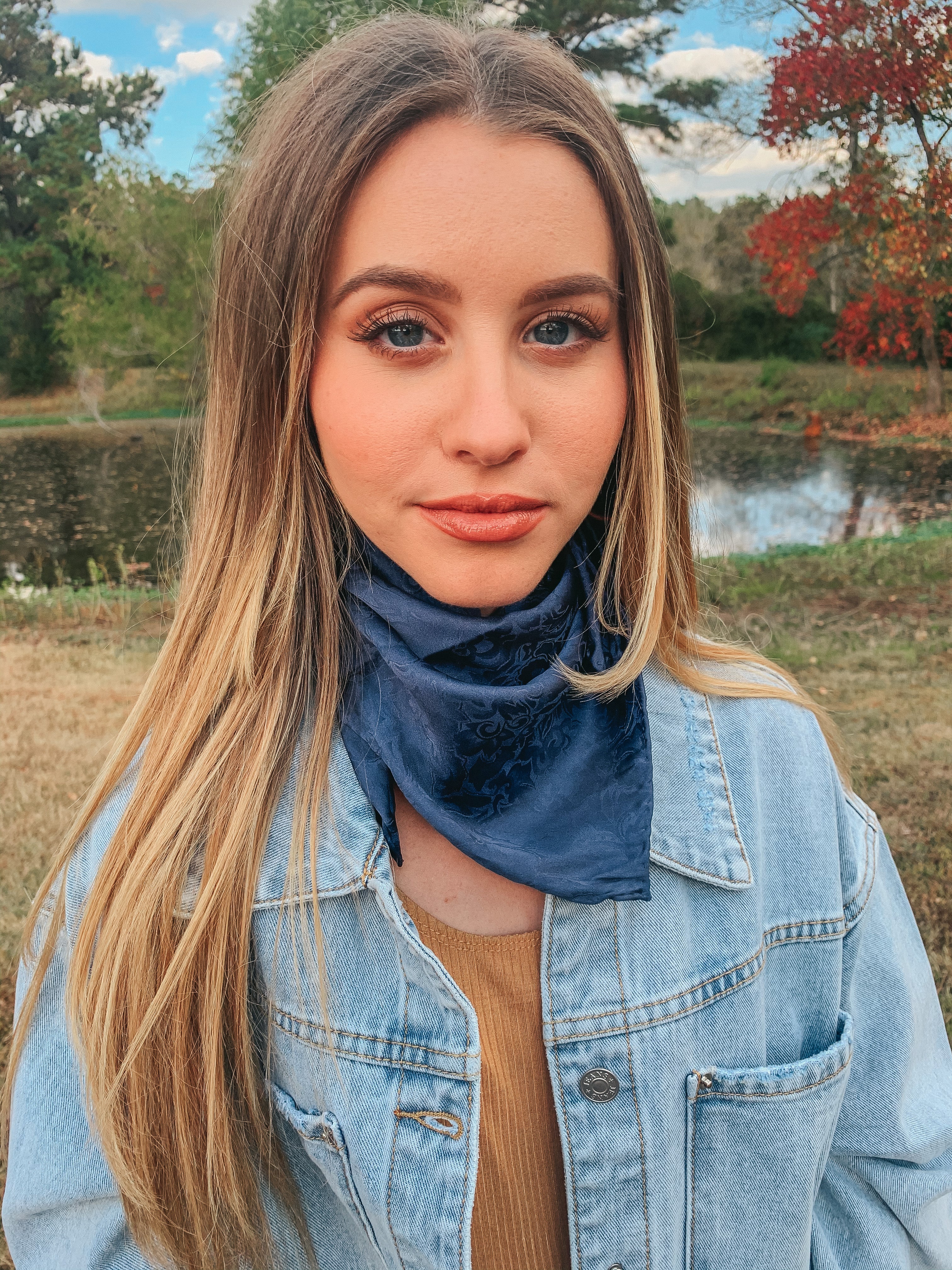 Mini Jacquard Wild Rag in Navy - Giddy Up Glamour Boutique