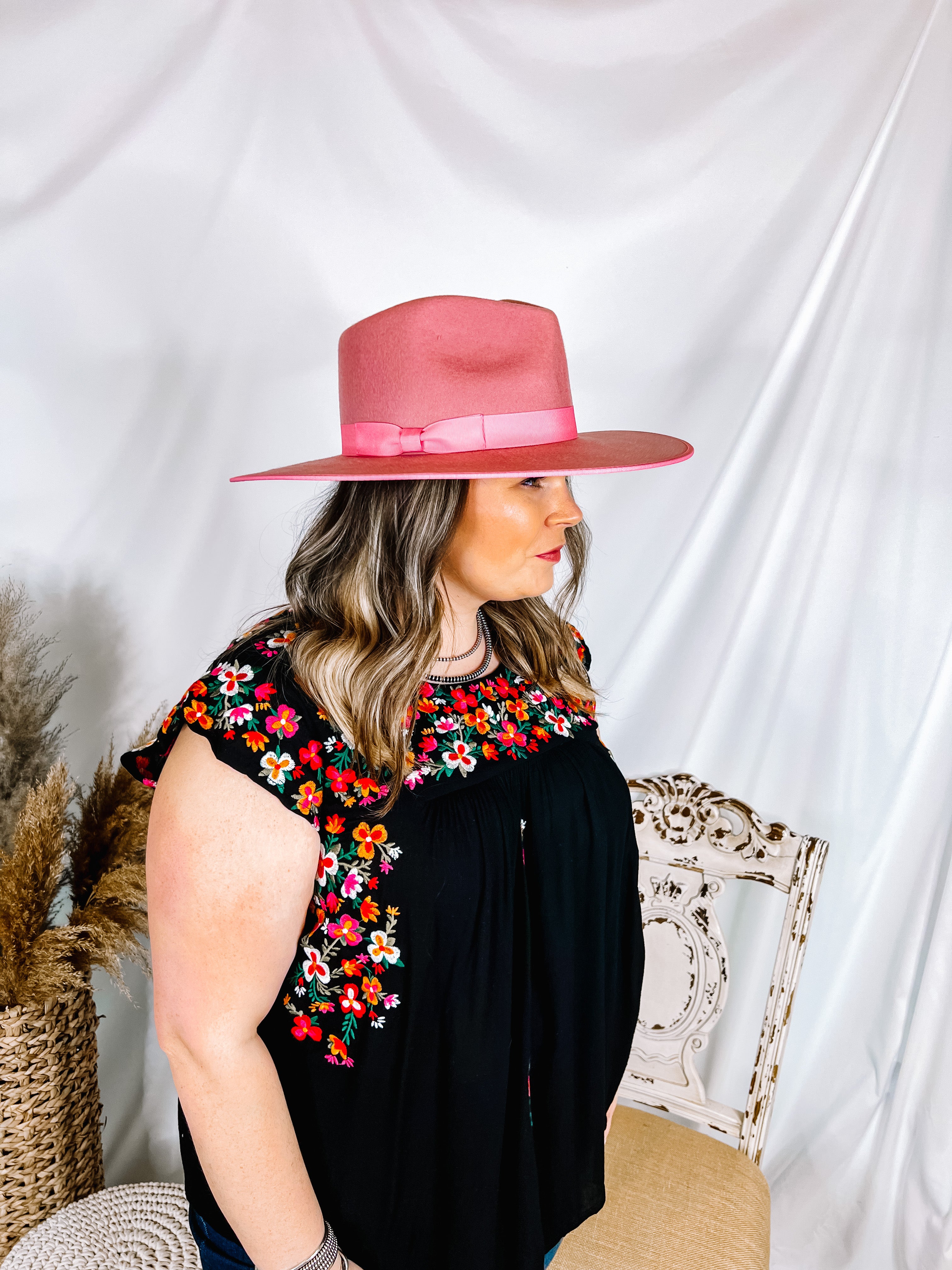 Lack of Color | Rose Rancher Wool Felt Hat in Pink - Giddy Up Glamour Boutique
