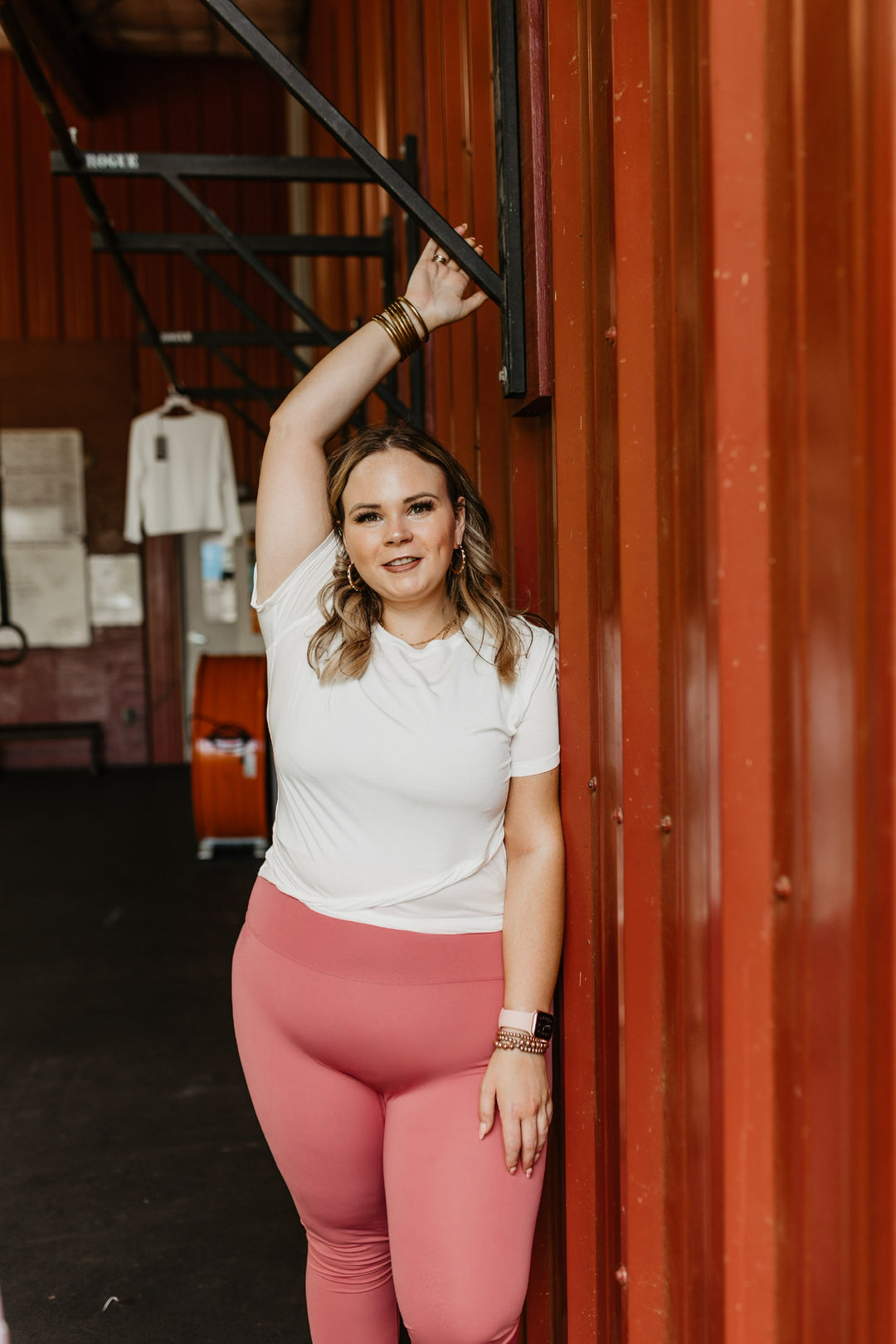 Setting The Barre Short Sleeve Crop Top in Off White - Giddy Up Glamour Boutique