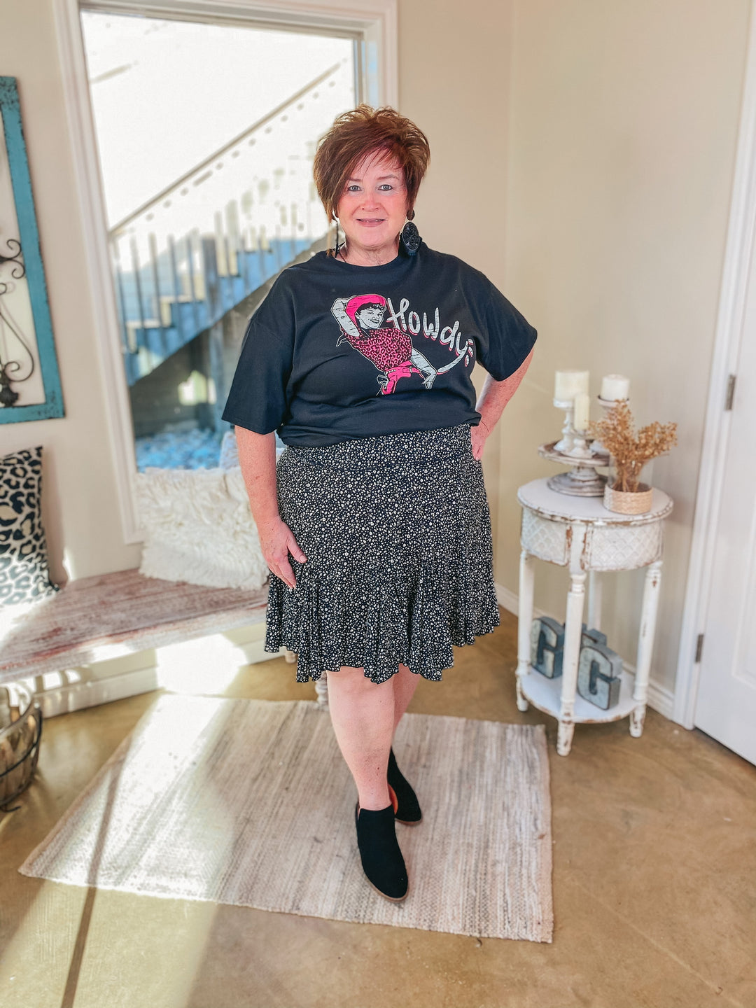 Newest Views Small Leopard Ruffle Skirt in Black - Giddy Up Glamour Boutique