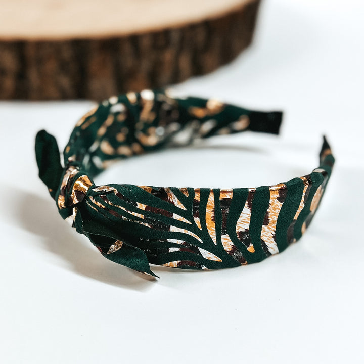 Buy 3 for $10 |  Zebra Gold Foil Headbands with Tie on Plastic Headband - Giddy Up Glamour Boutique