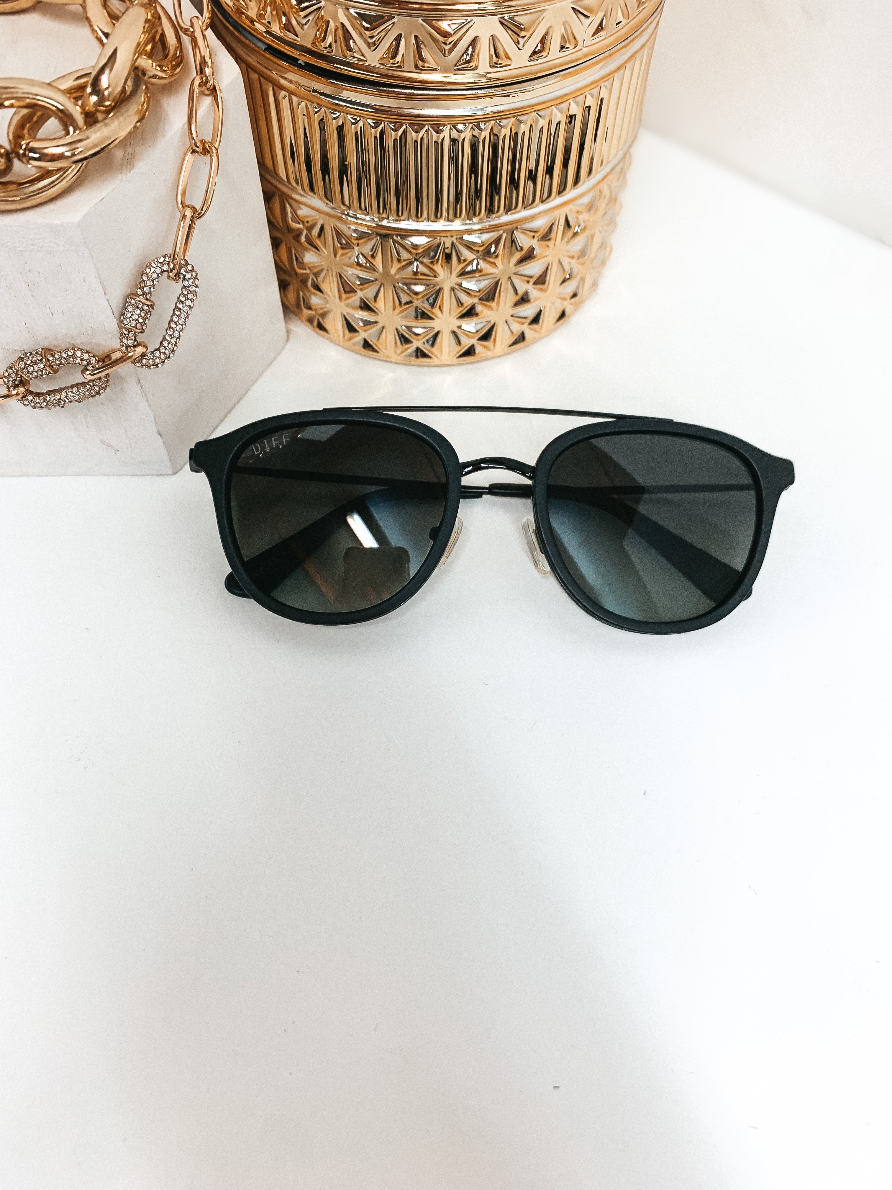 DIFF | Camden Grey Gradient Lens Sunglasses in Matte Black - Giddy Up Glamour Boutique