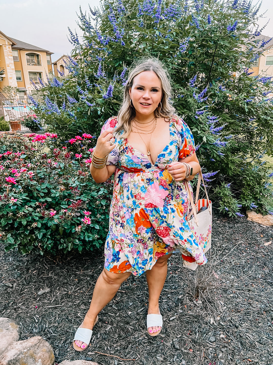 Savor The Sunshine Floral Print Babydoll Dress in Ivory Mix - Giddy Up Glamour Boutique