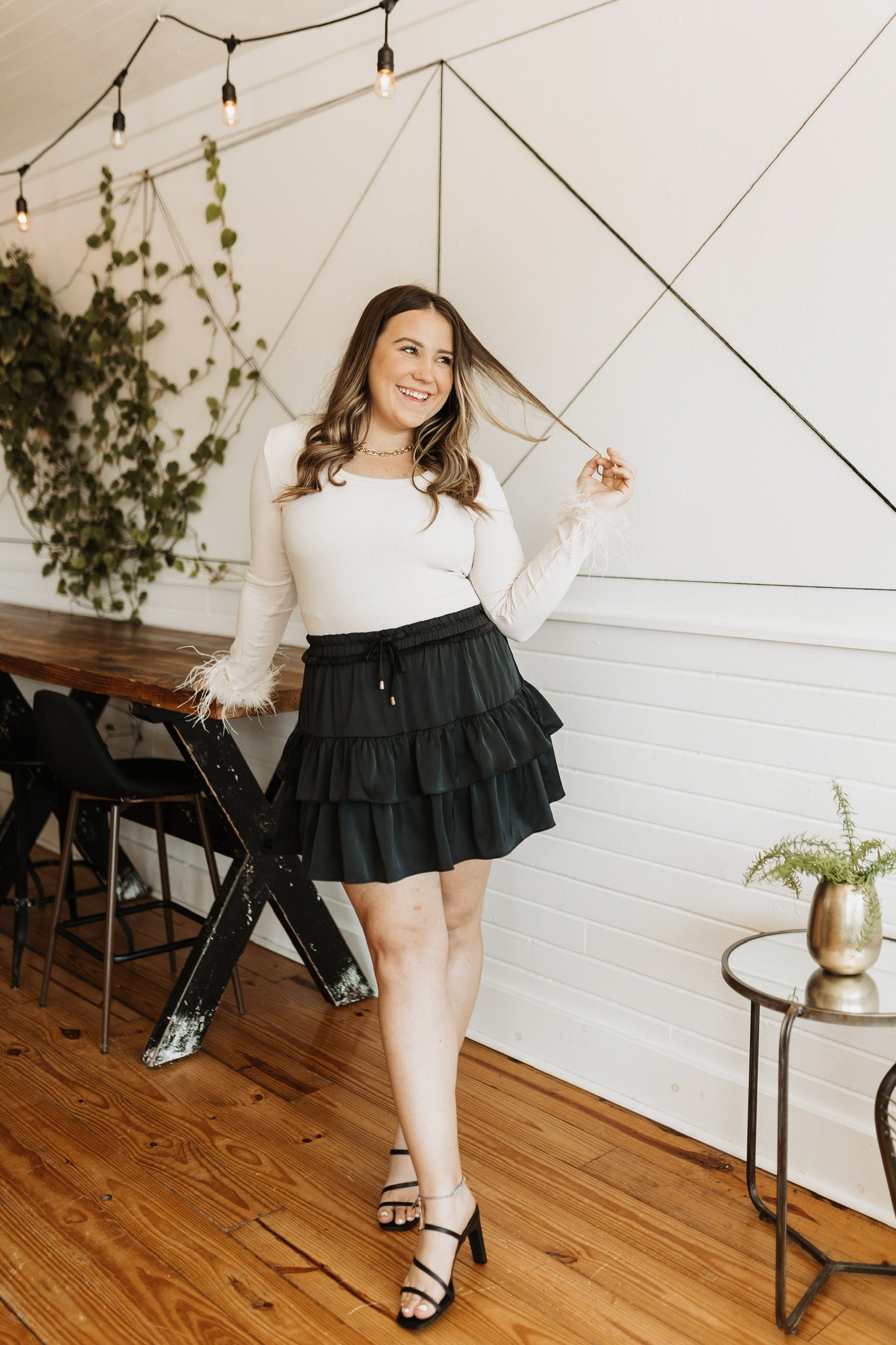 My Own Way Ruffle Mini Skort in Black - Giddy Up Glamour Boutique