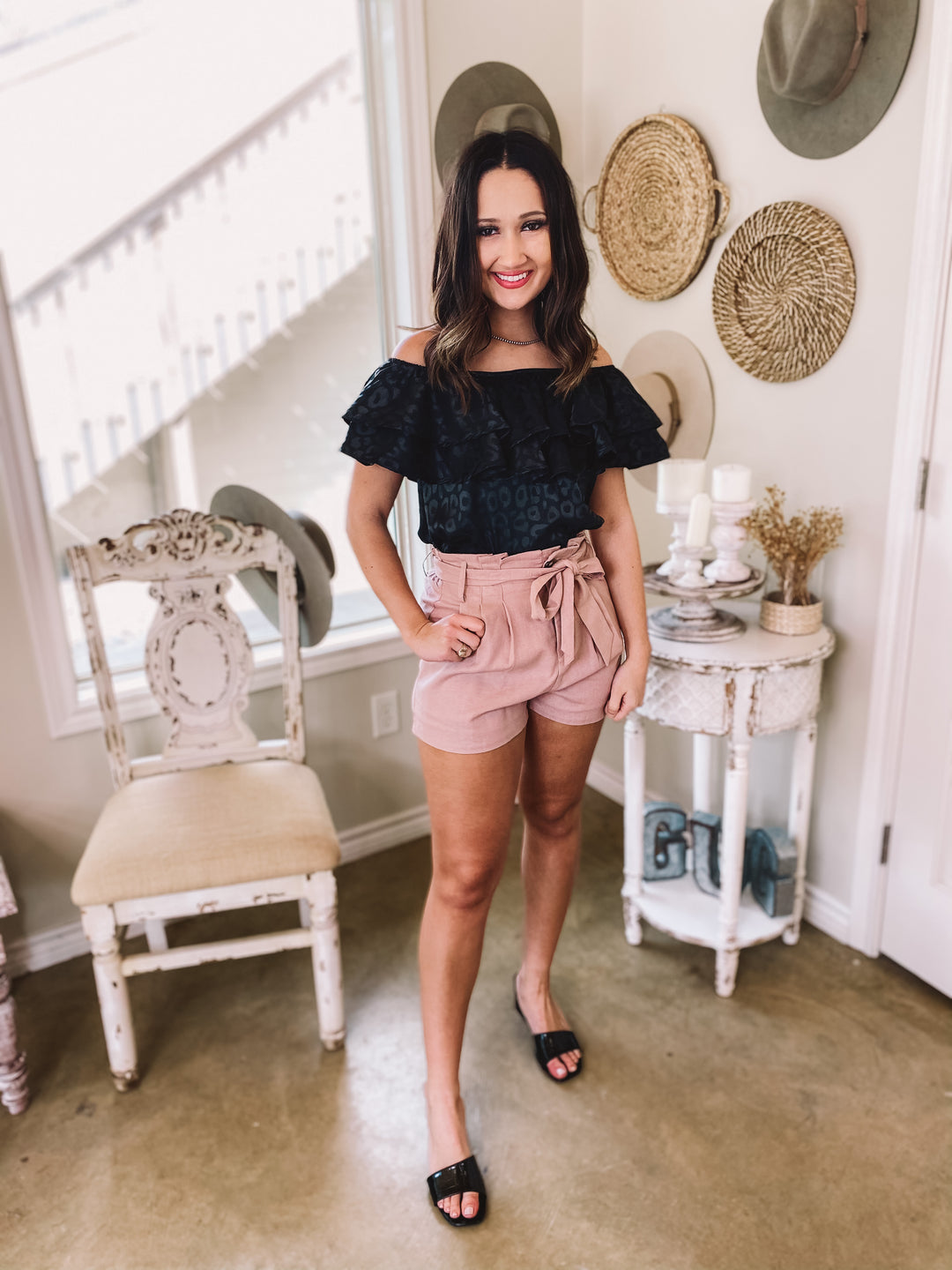 Tied Up in This Pleated Linen Shorts with Tie Belt in Mauve - Giddy Up Glamour Boutique