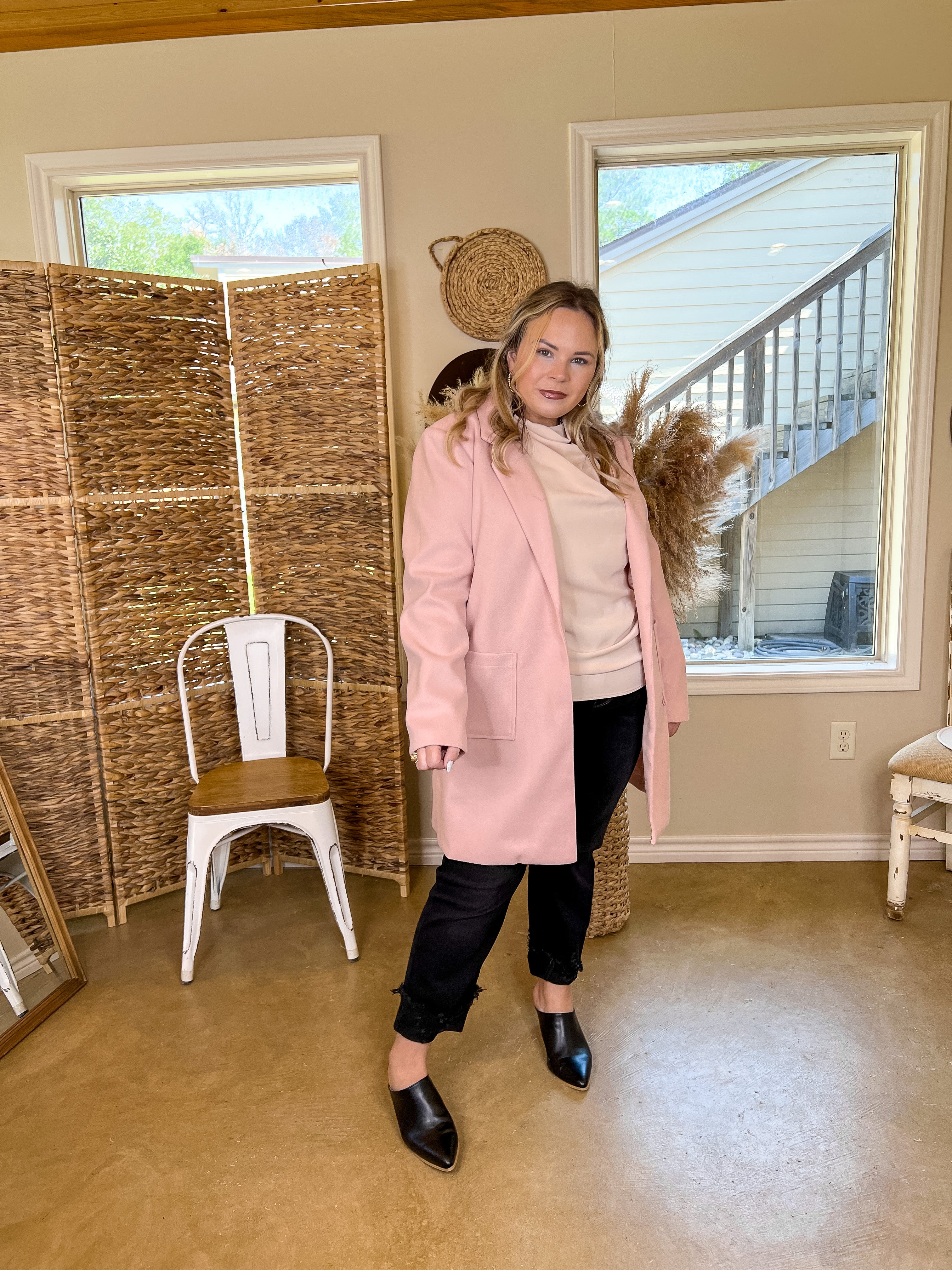 European Holiday Open Front Coat in Light Pink - Giddy Up Glamour Boutique